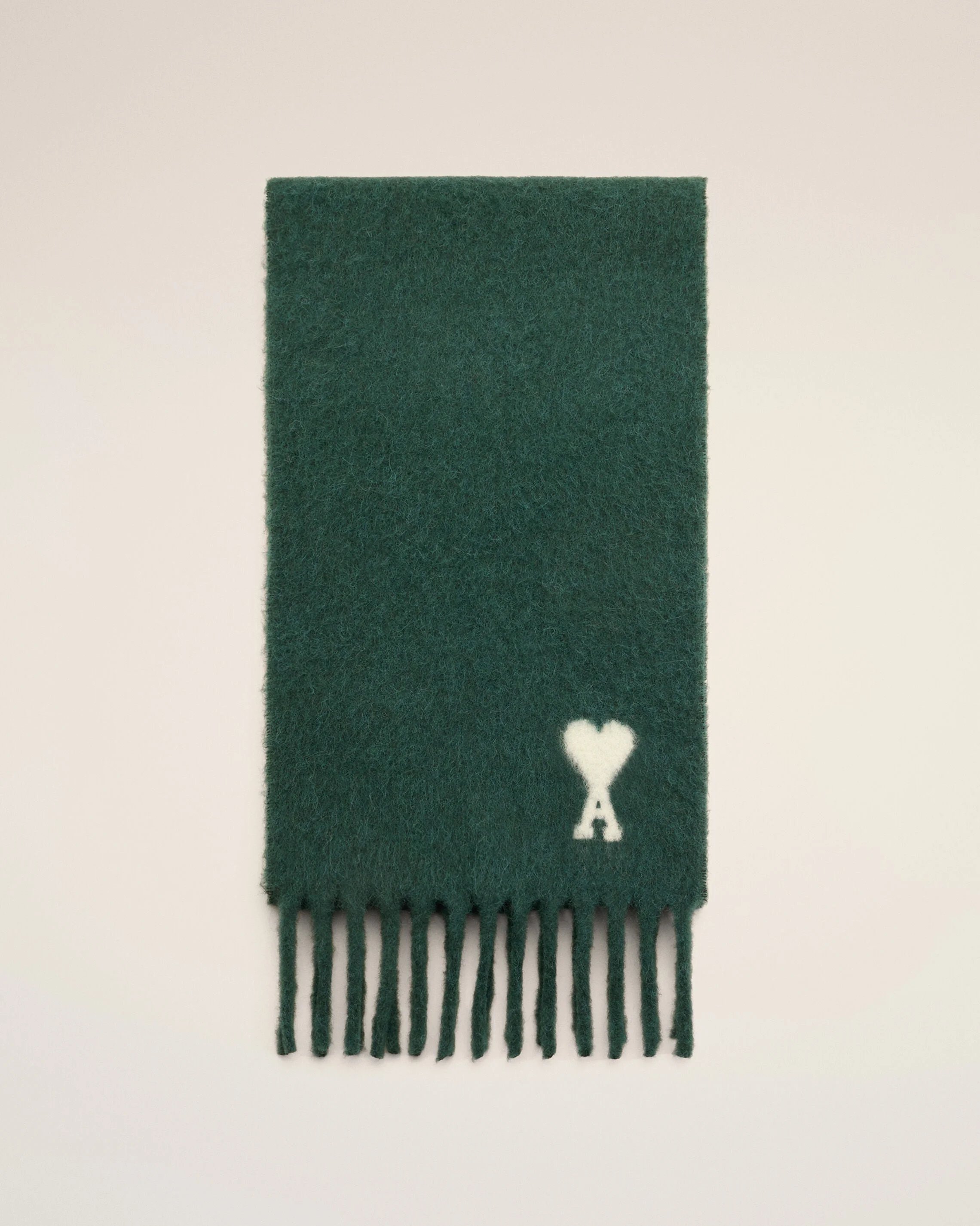 GREEN ALPACA SCARF WITH AMI DE COEUR - 1