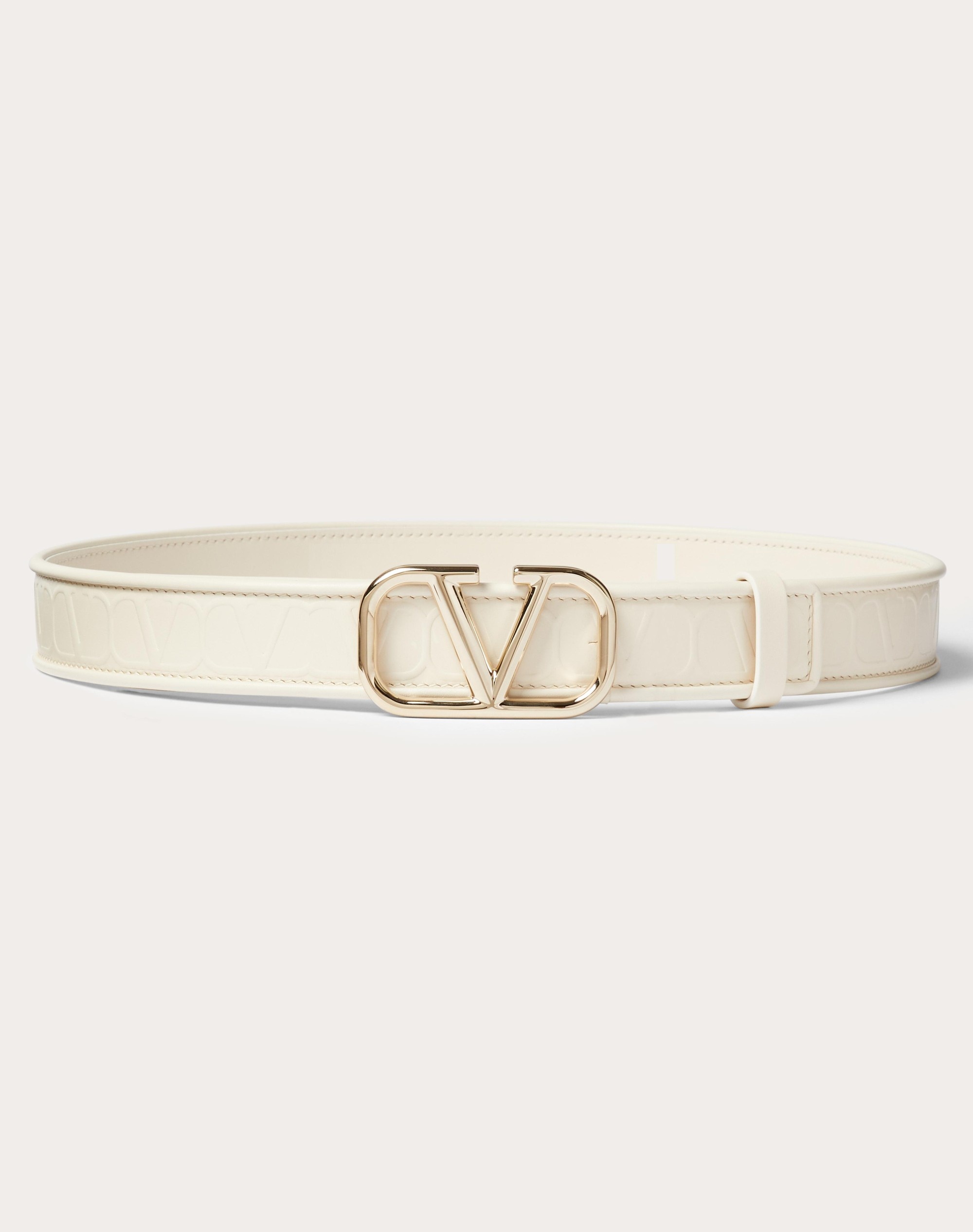 VALENTINO GARAVANI LEATHER TOILE ICONOGRAPHE CALFSKIN BELT 30 MM - 1