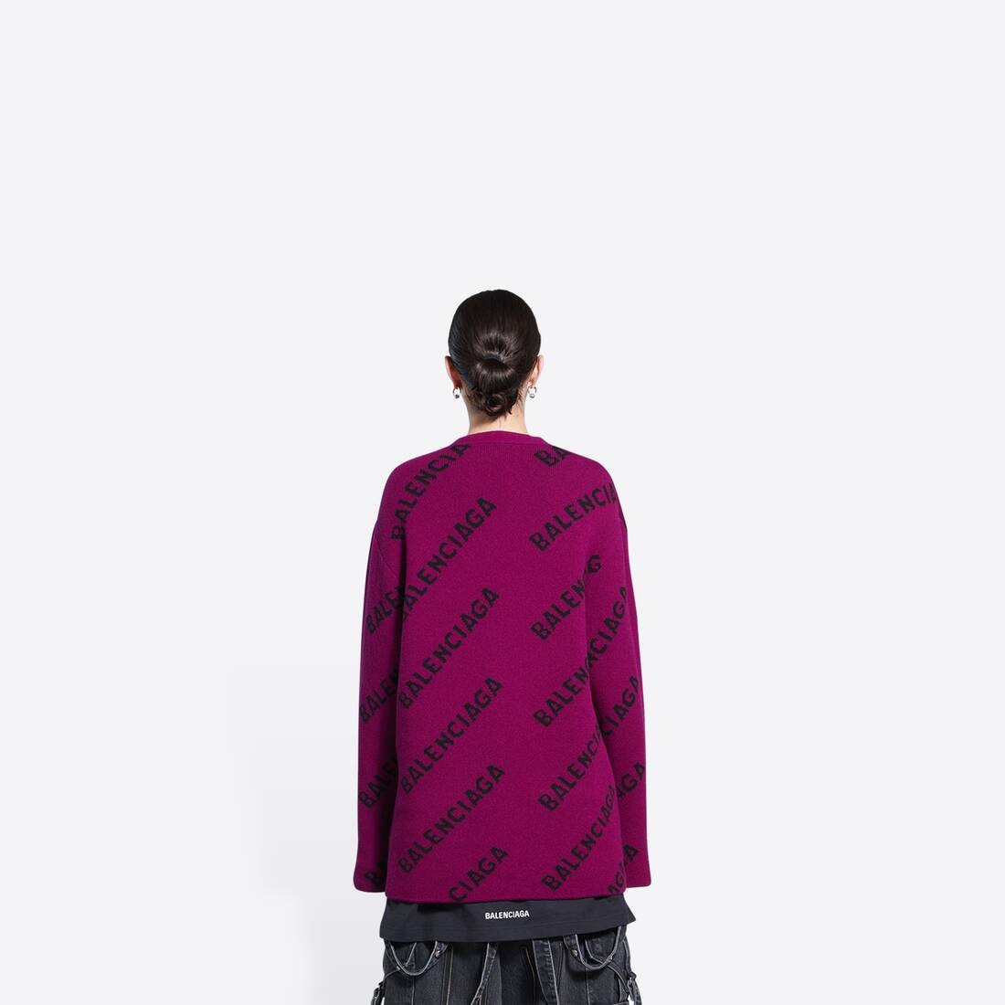 Women's Allover Logo Cardigan in Purple - 3