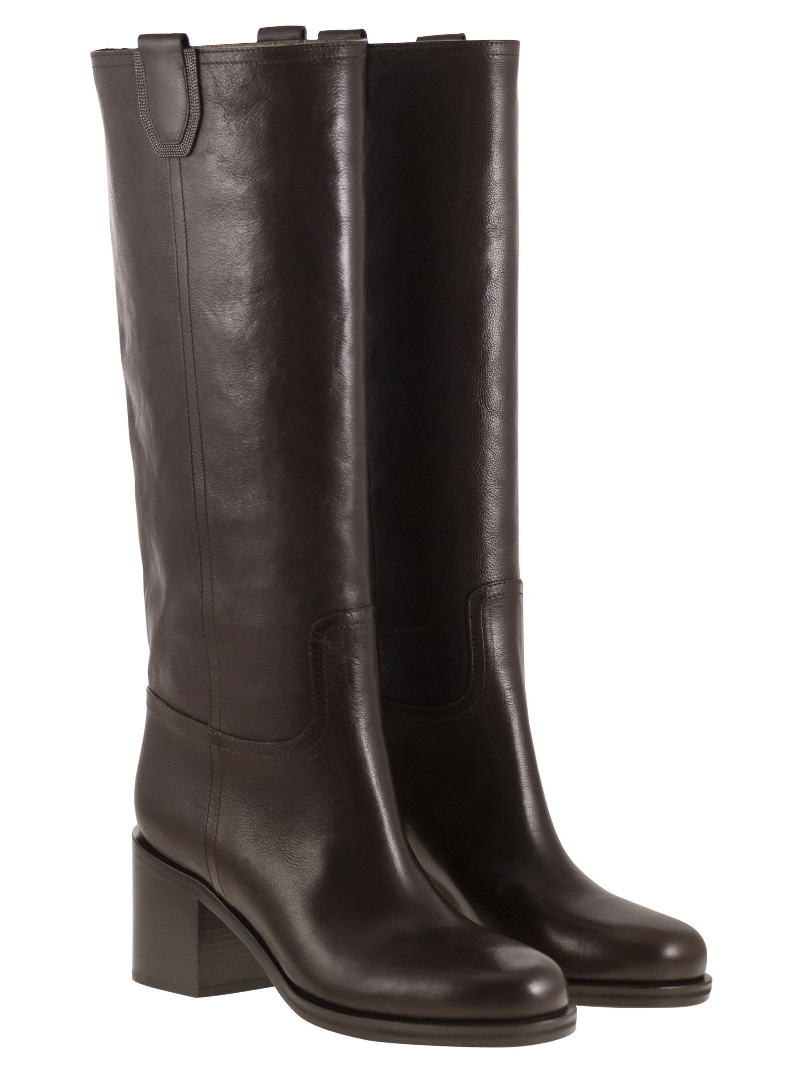 Brunello Cucinelli Women Classic Leather Boot With Precious - 4
