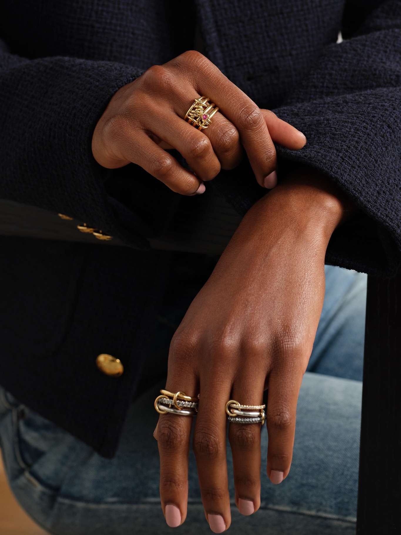 Piera set of three 18-karat gold sapphire rings Gold - 5