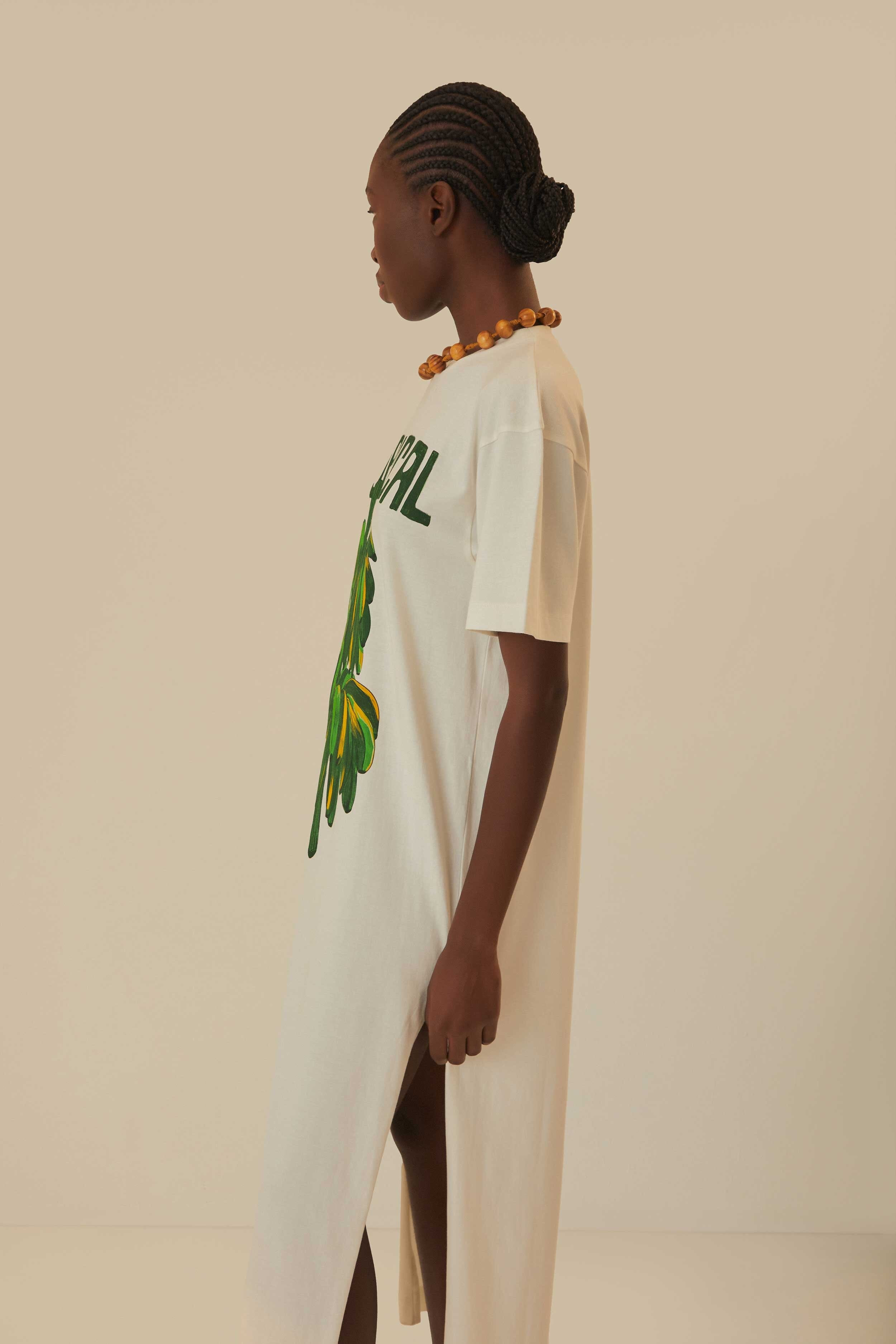 Off-White Tropical Organic Cotton T-Shirt Dress - 5