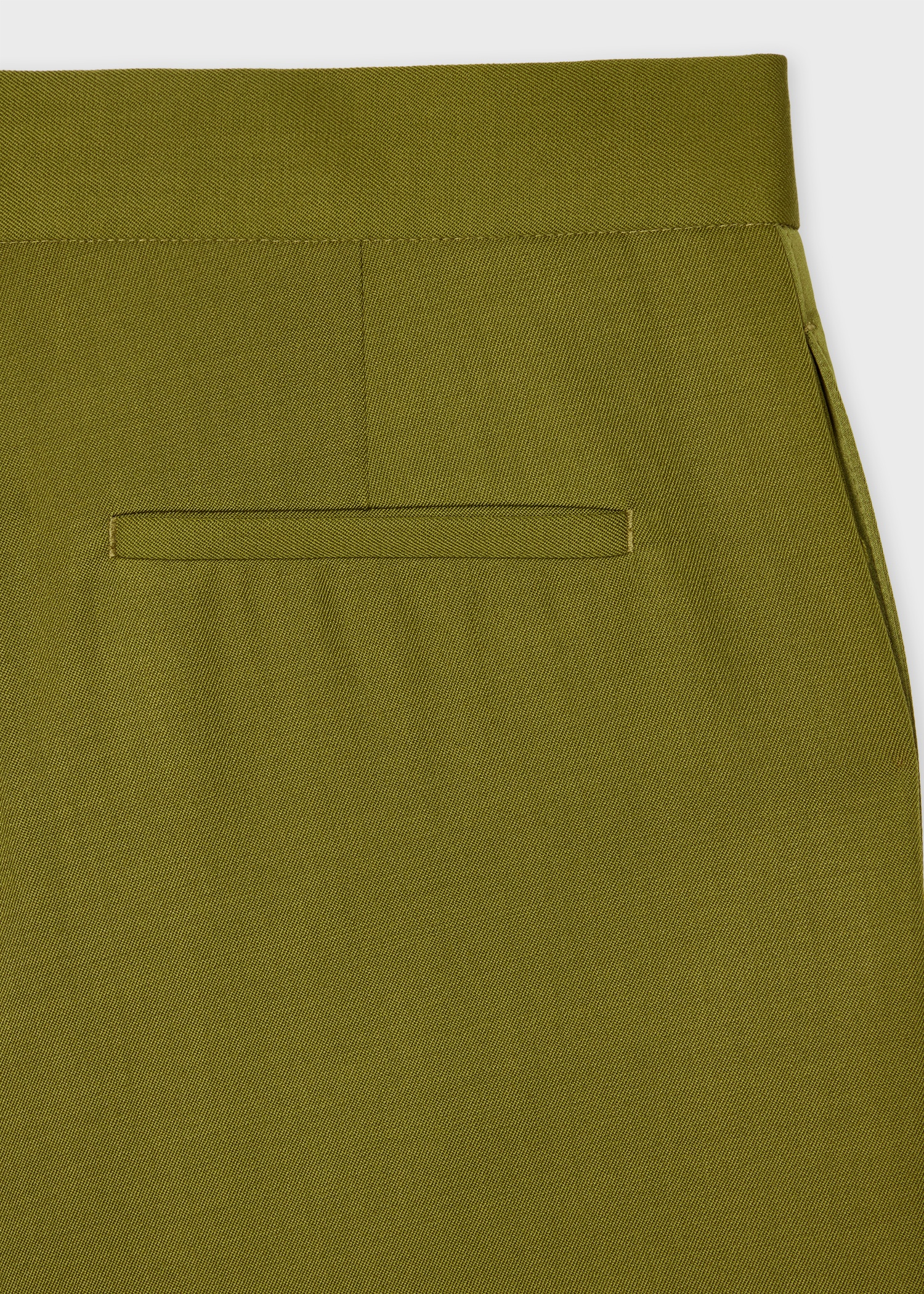 Women's Olive Green Wool Satin Trim Trousers - 2