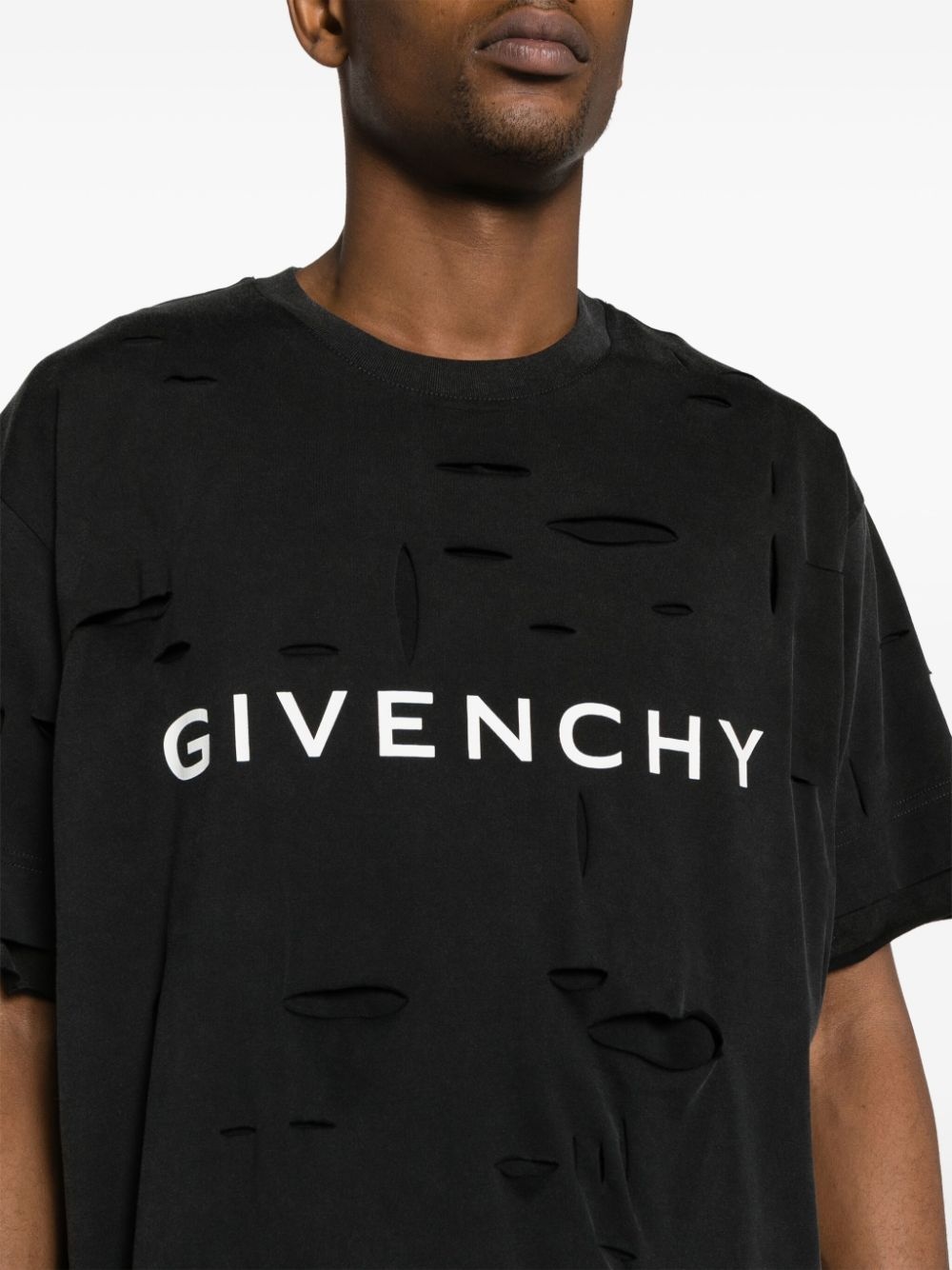 logo-print ripped T-shirt - 5