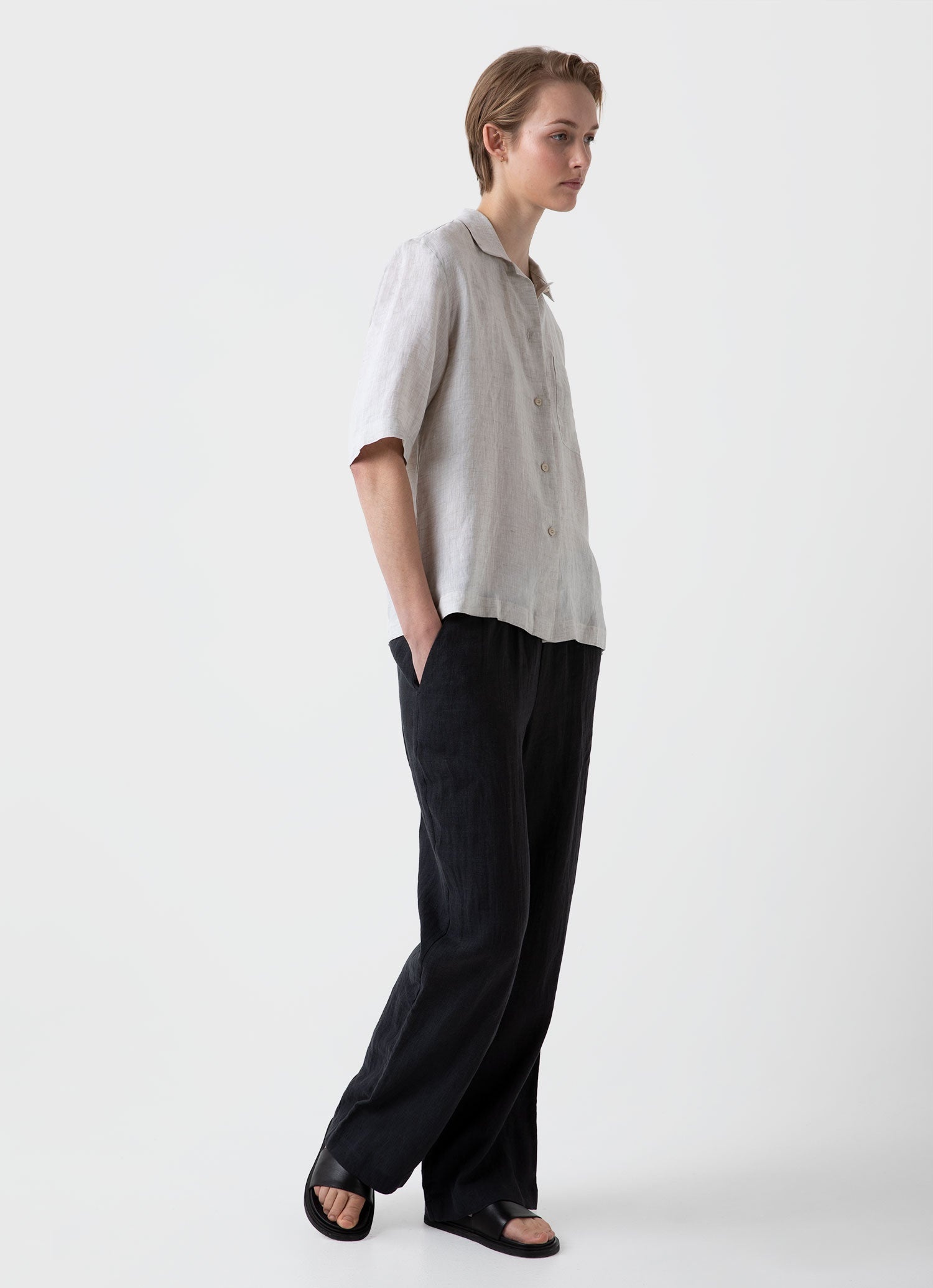 Short Sleeve Linen Shirt - 1
