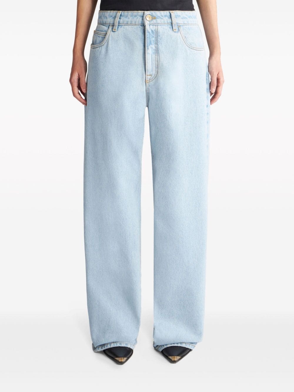 logo-embroidery straight-leg jeans - 3
