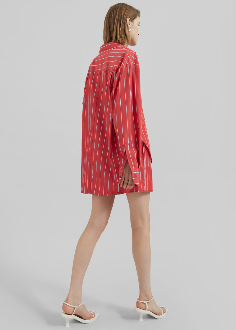 Lui Striped Cotton Shirt - Red/White Stripe 6