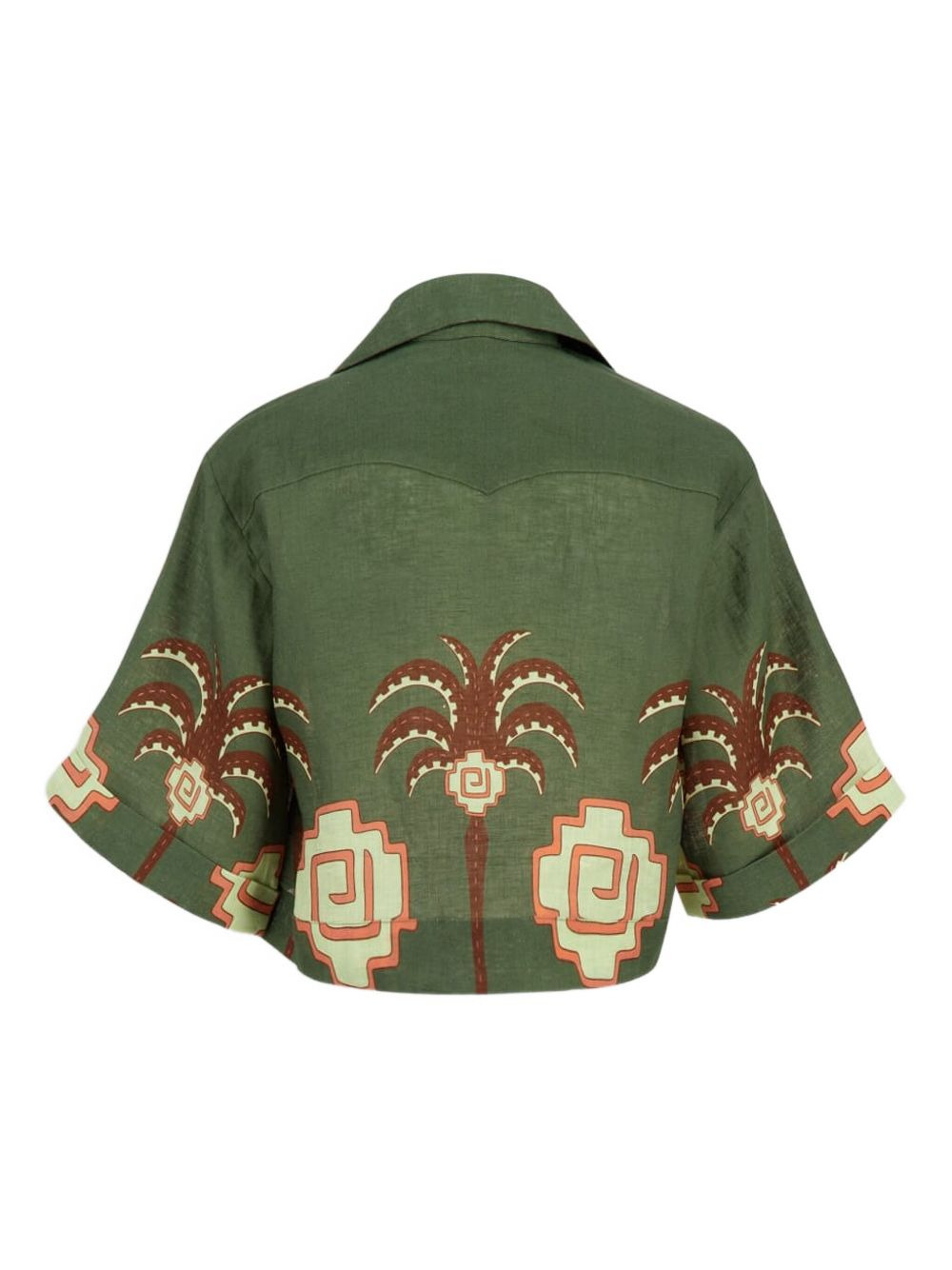 palm-tree print linen shirt - 2