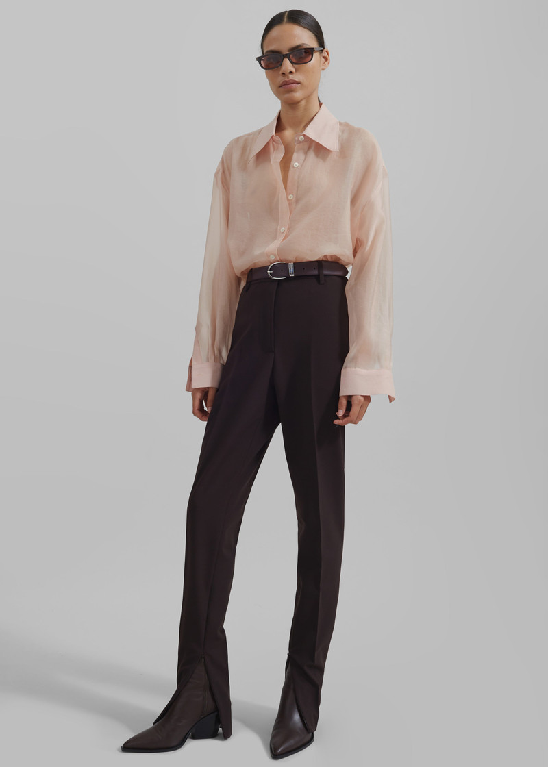 Nel Sheer Button Up Shirt - Pink 4