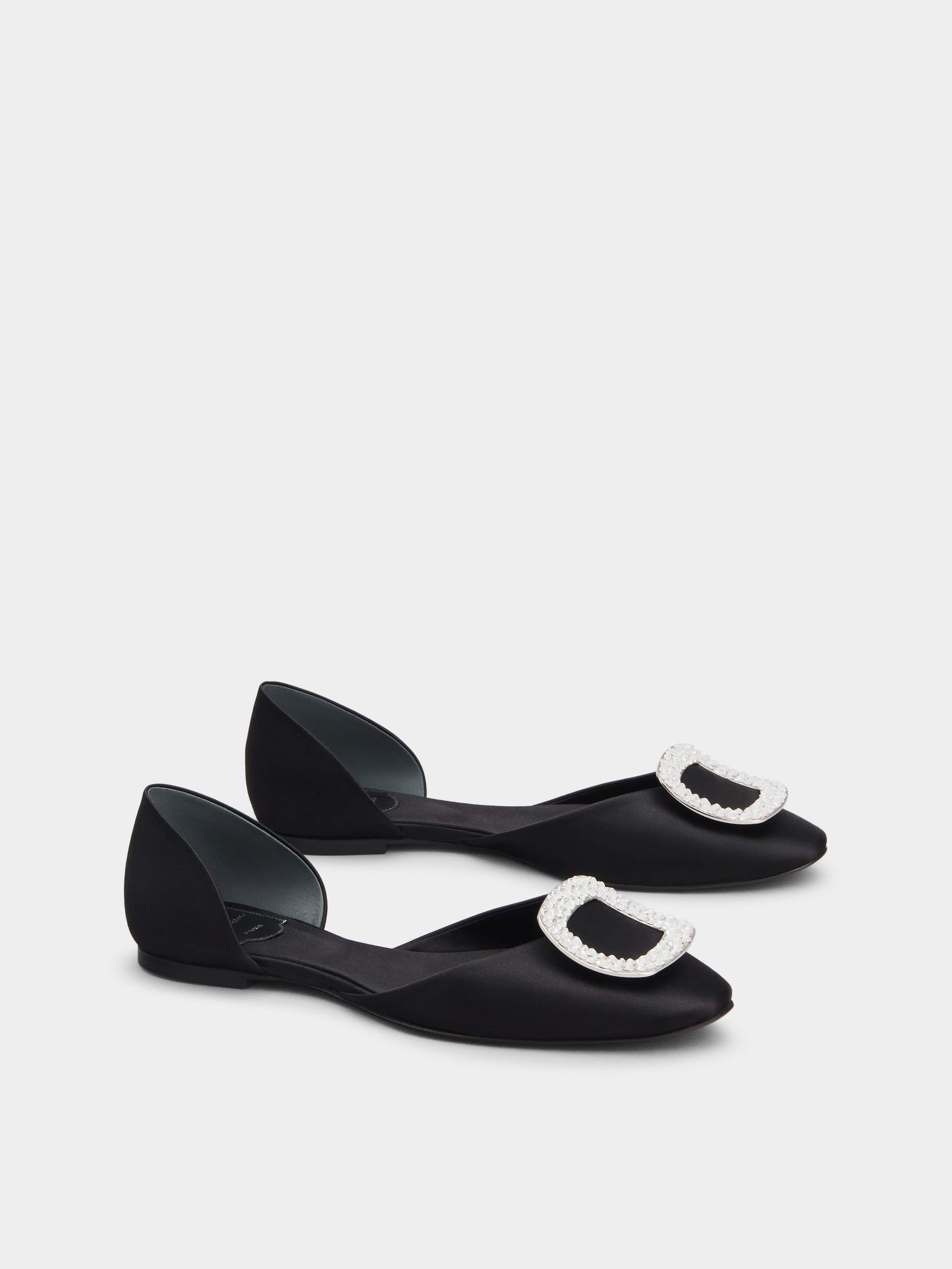 Chips Strass Buckle Dorsay Ballerinas in Satin - 2