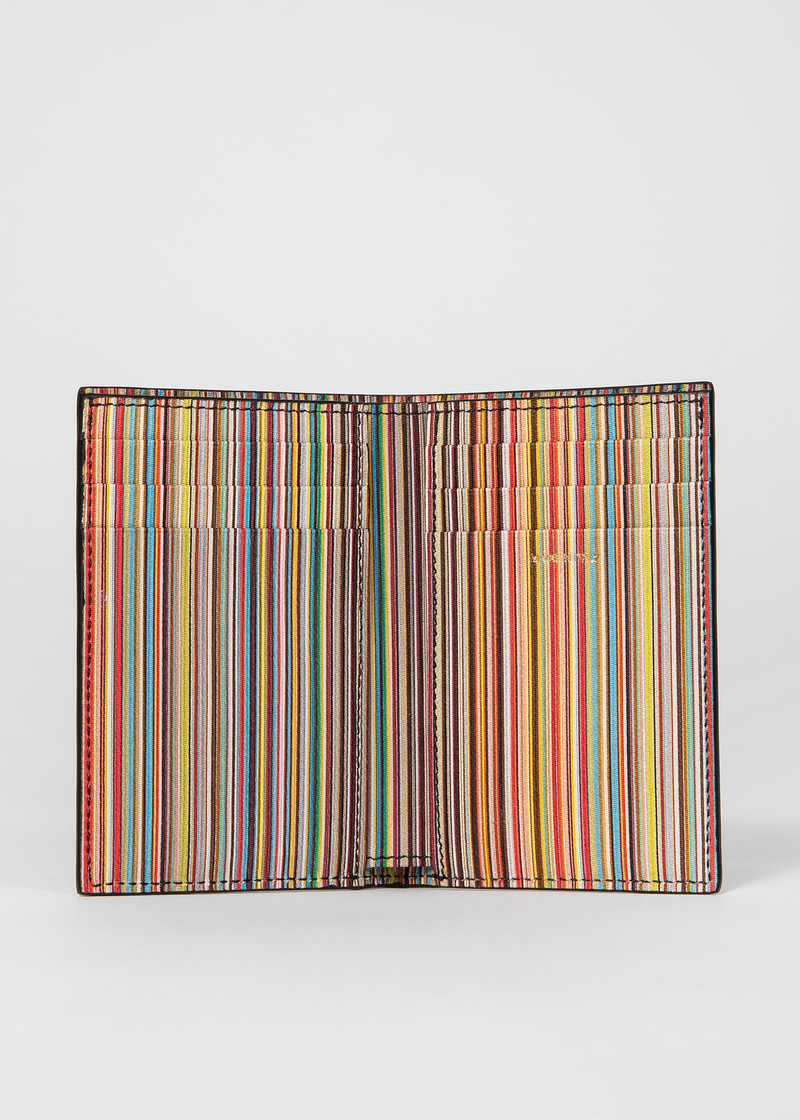 Black 'Signature Stripe' Interior Leather Credit Card Wallet 3