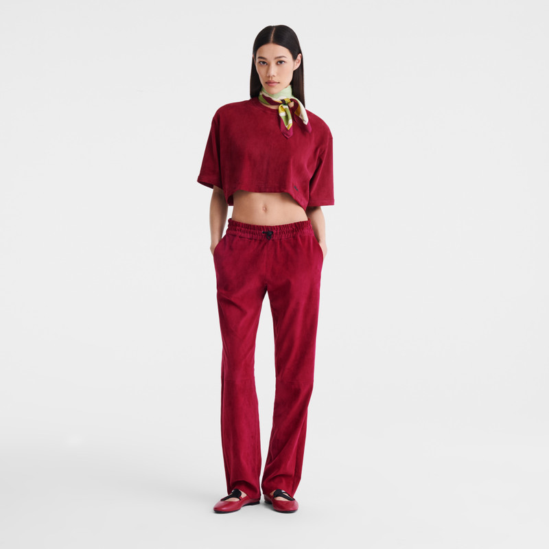 Longchamp Leather straight pants Beetroot - Leather outlook