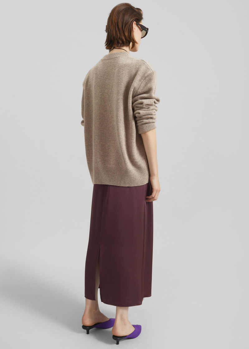 Loray Satin Midi Skirt - Burgundy 7