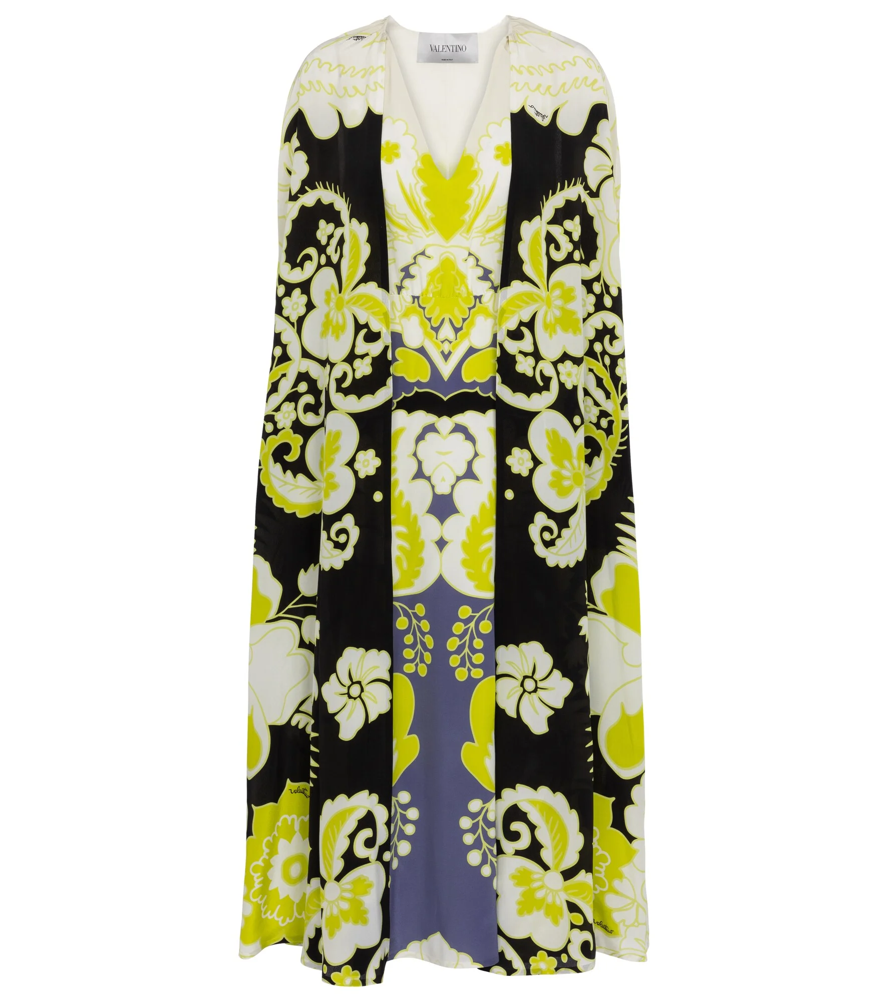 Valentino caped floral silk midi dress - 1