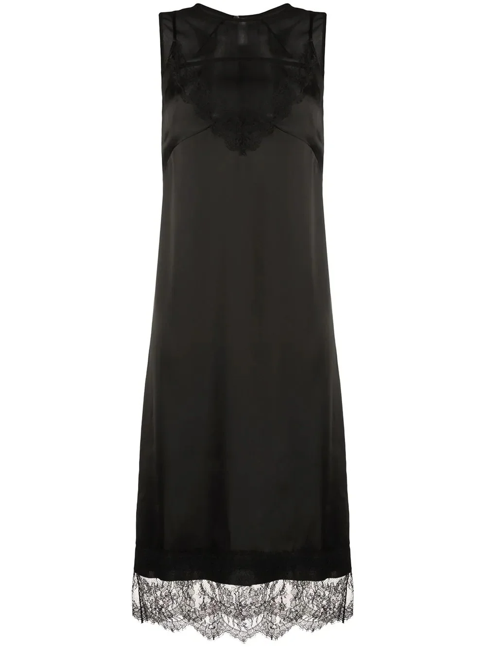 lace-trim sleeveless dress - 1