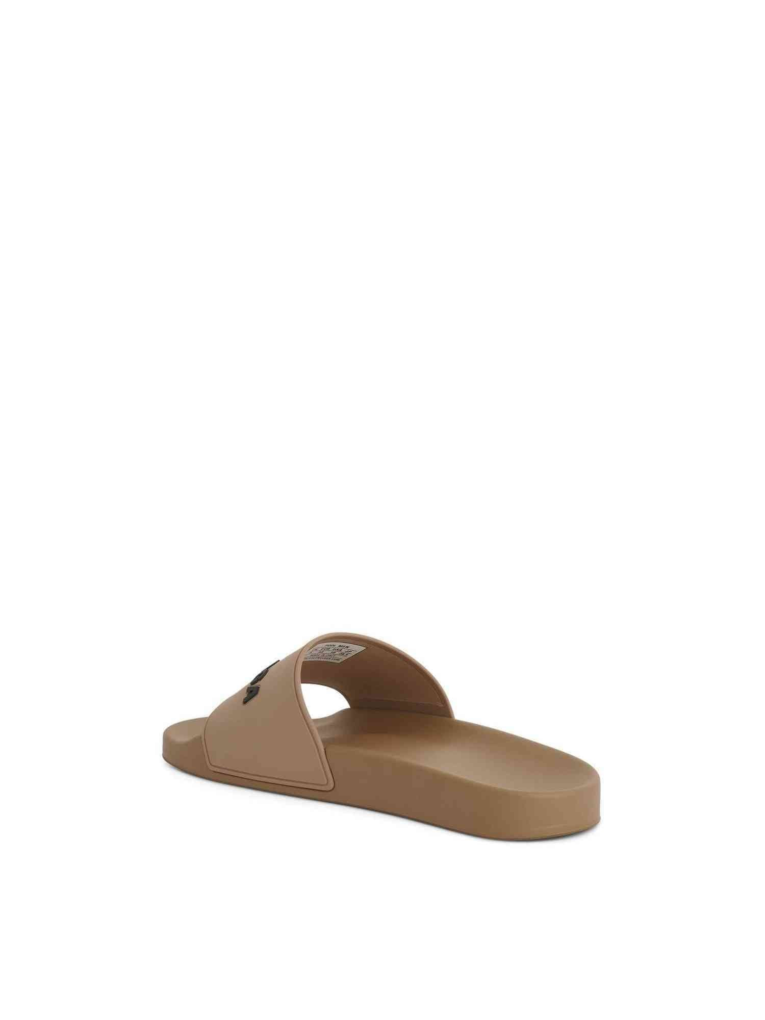 3D Logo Rubber Pool Slide Sandal in Beige/Black - 3