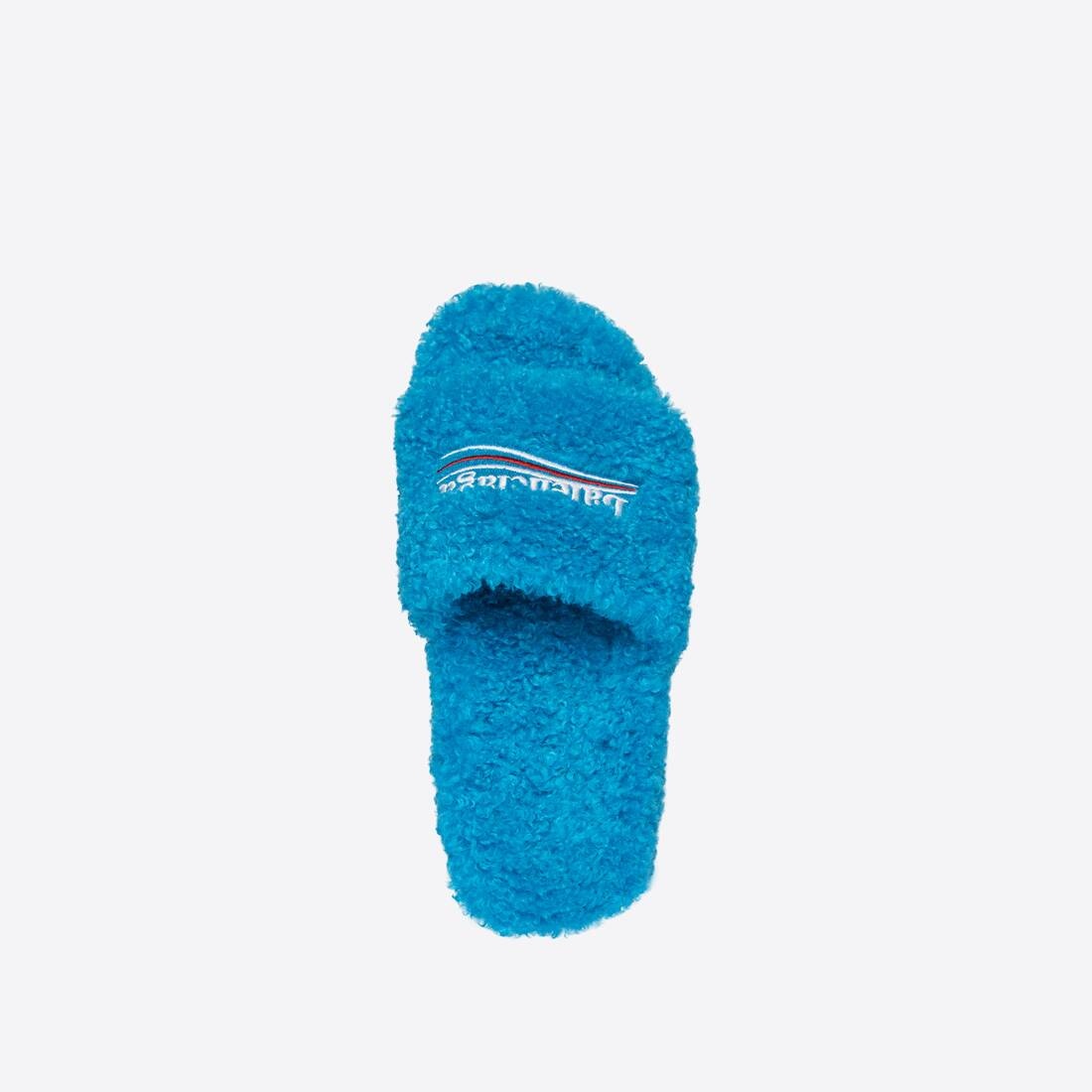 Men's Furry Slide Sandal in Blue - 5