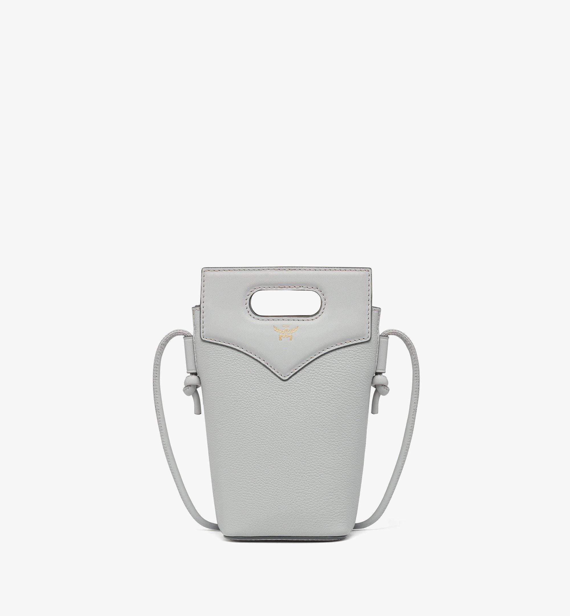 Diamond Crossbody Pouch in Embossed Leather and Calfskin - 1