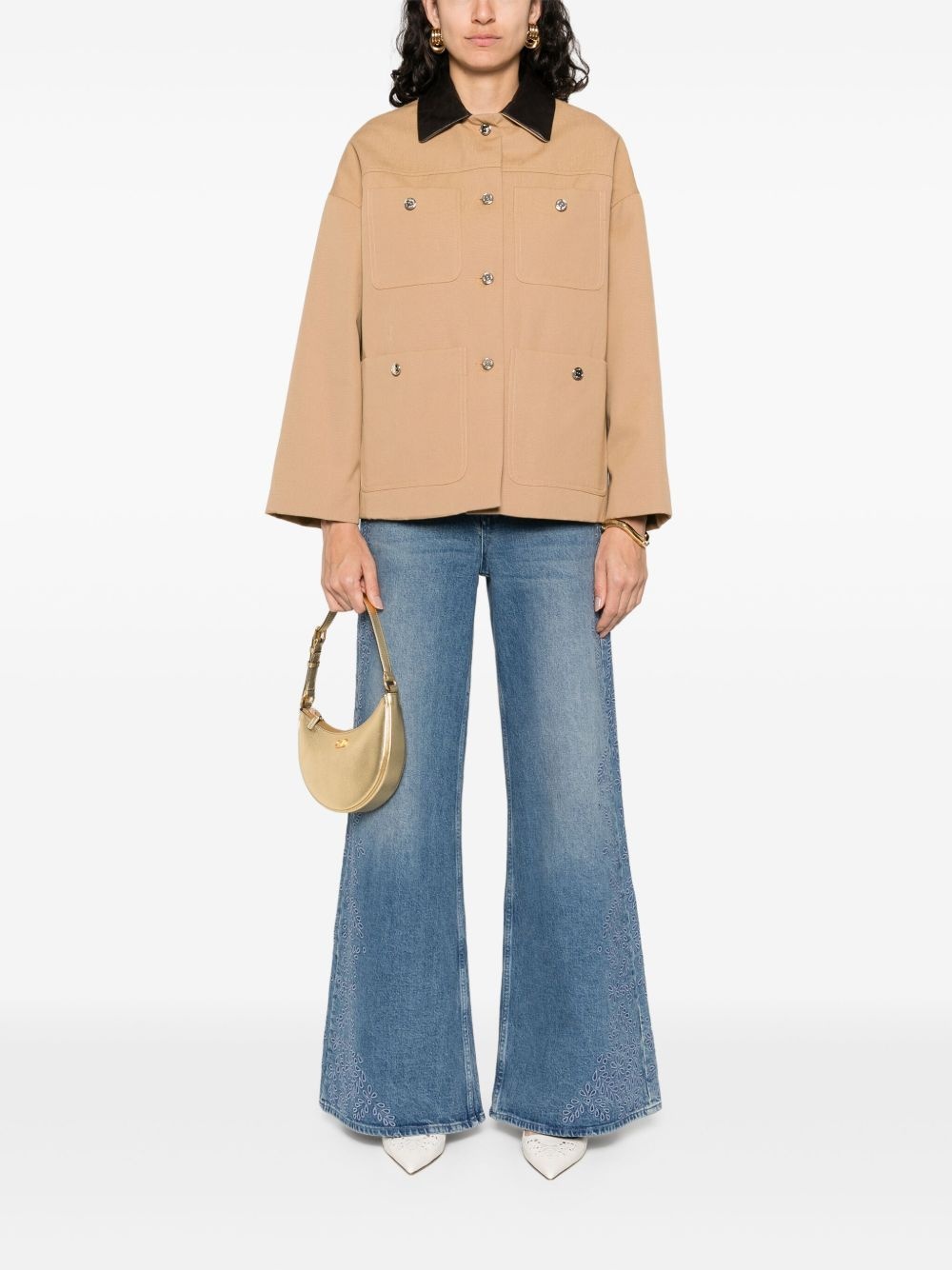 leather-collar cotton jacket - 2