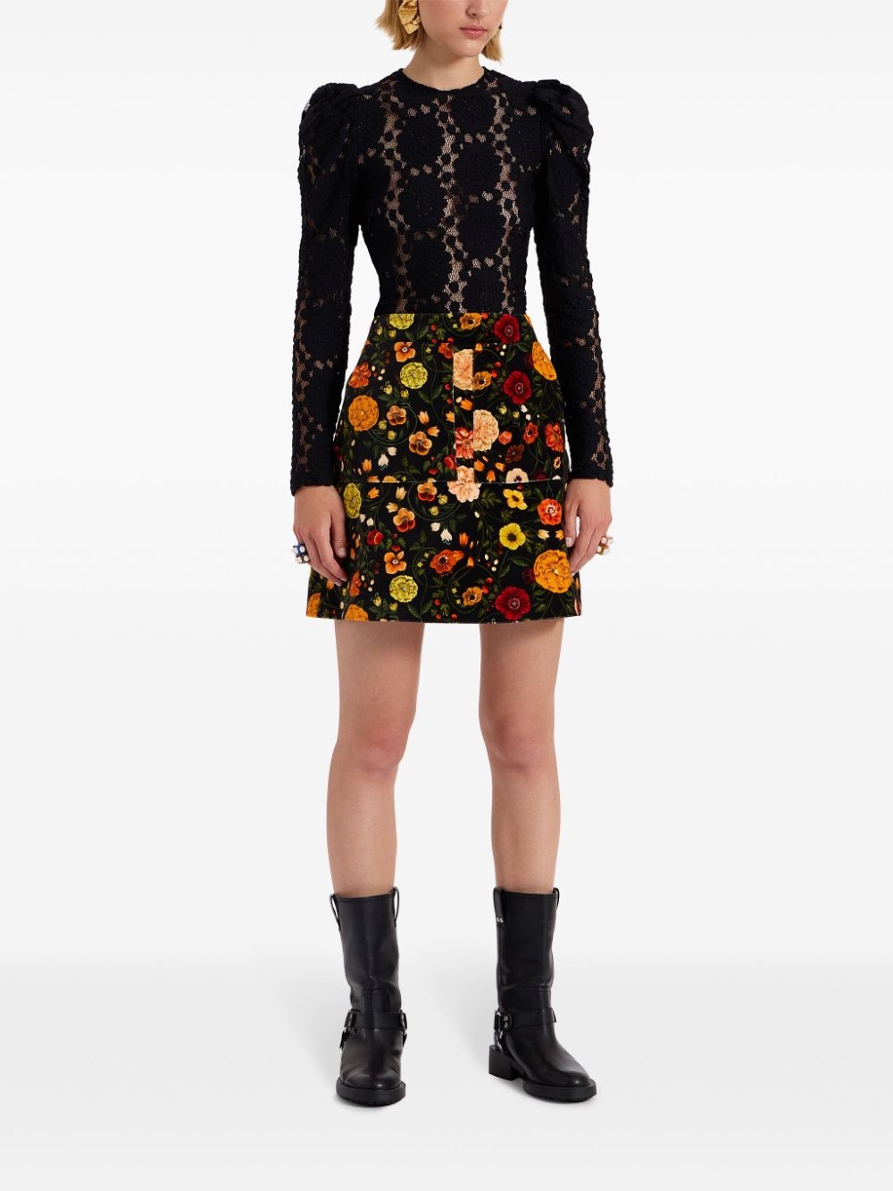 floral-print skirt - 2