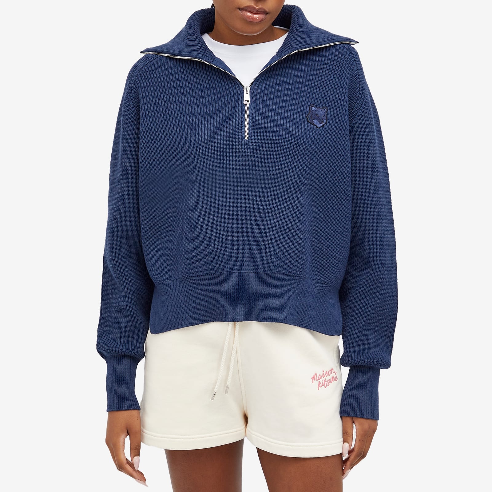 Maison Kitsune Bold Fox Head Patch Half Zip Jumper - 2