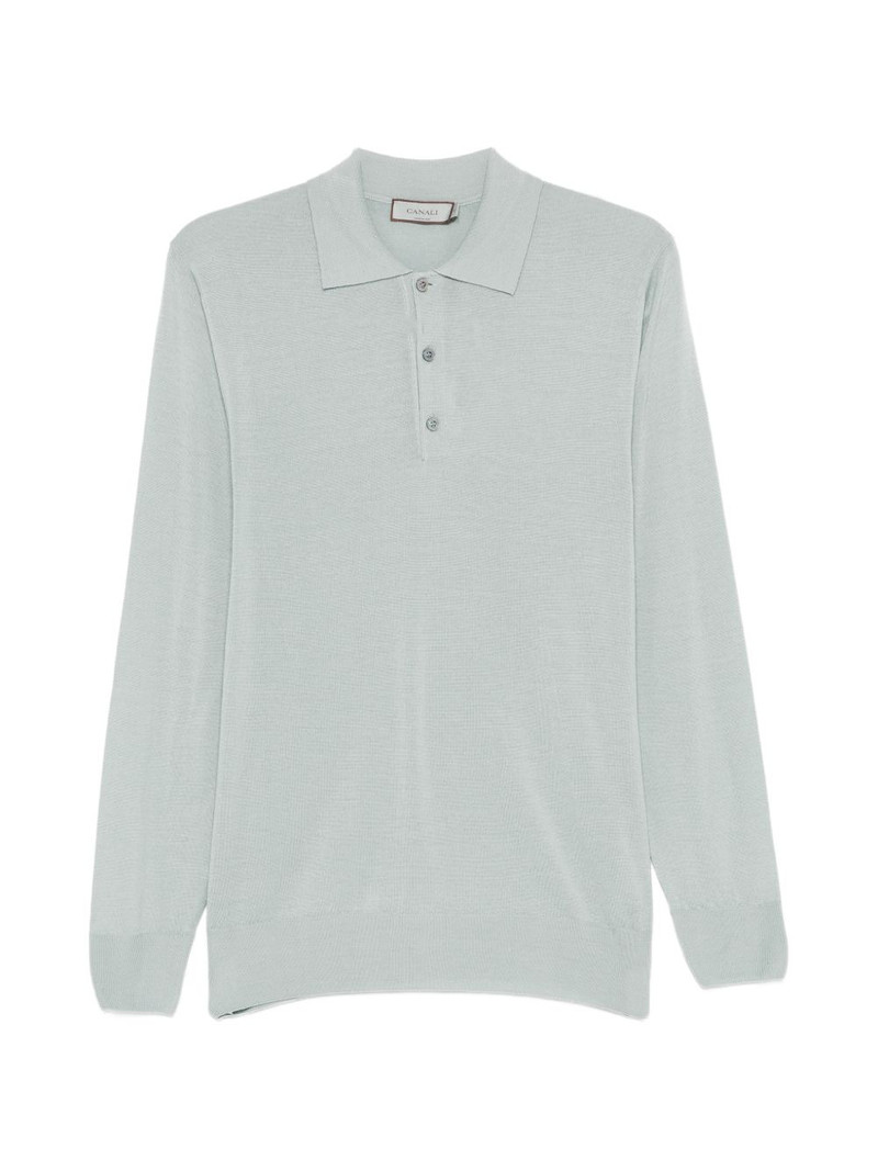 button-up ribbed-knit polo shirt 1
