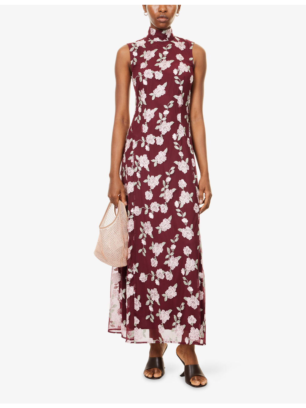 Asyna Floral-Embroidered Mesh Maxi Dress - 2