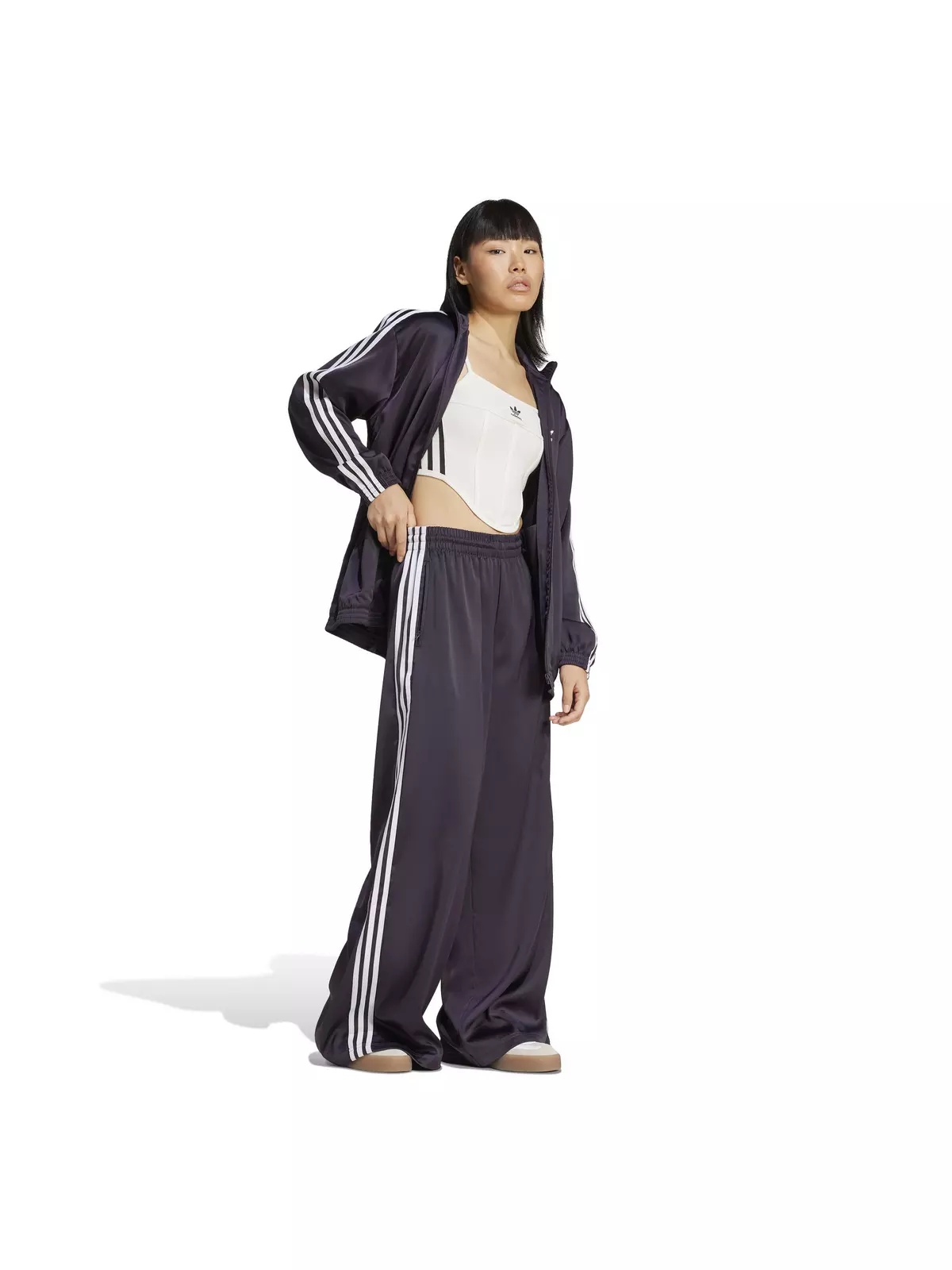 Originals Women's Satin Wide Leg Track Joggers - Black - 5