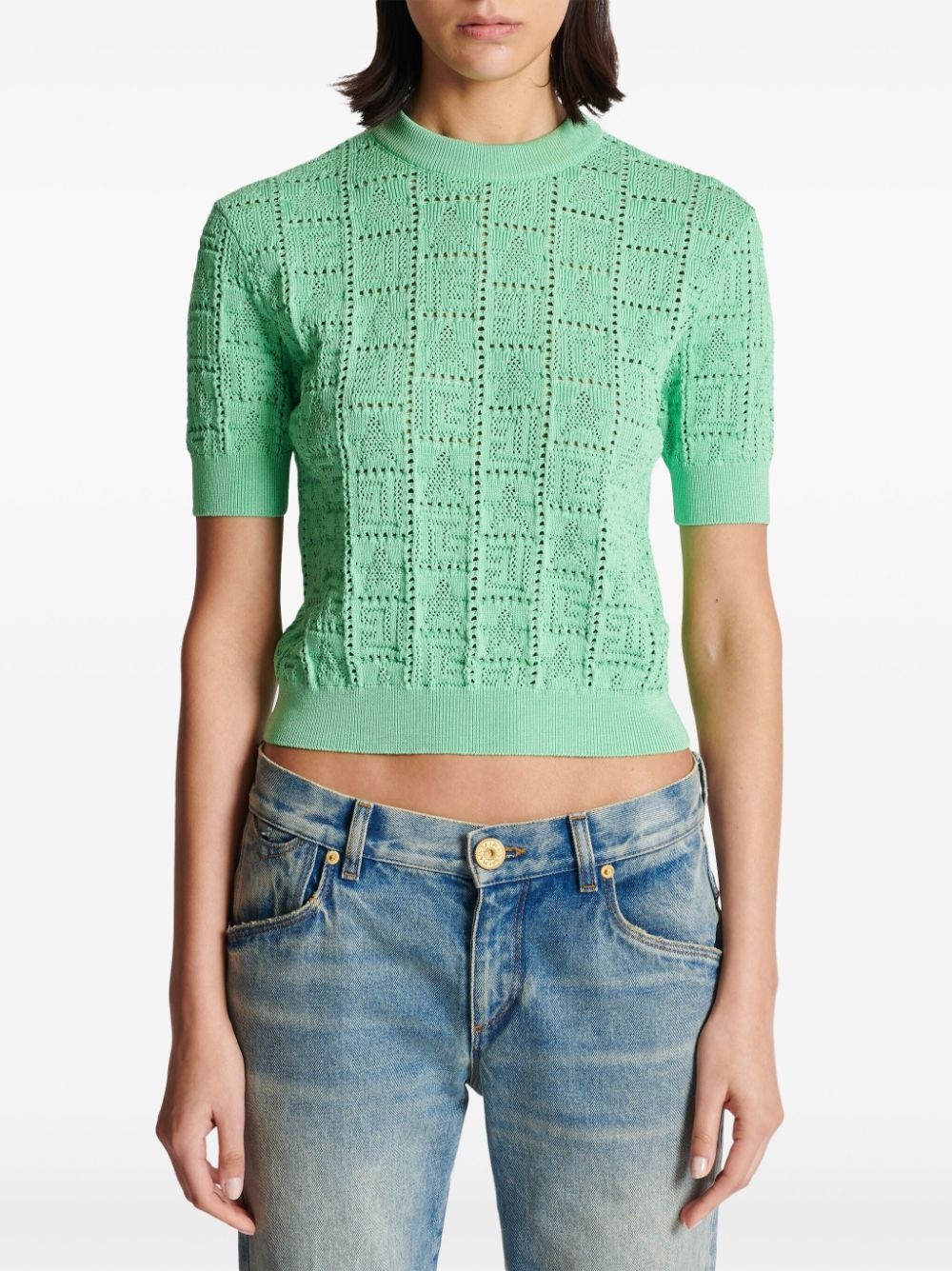 monogram open-knit jumper - 5