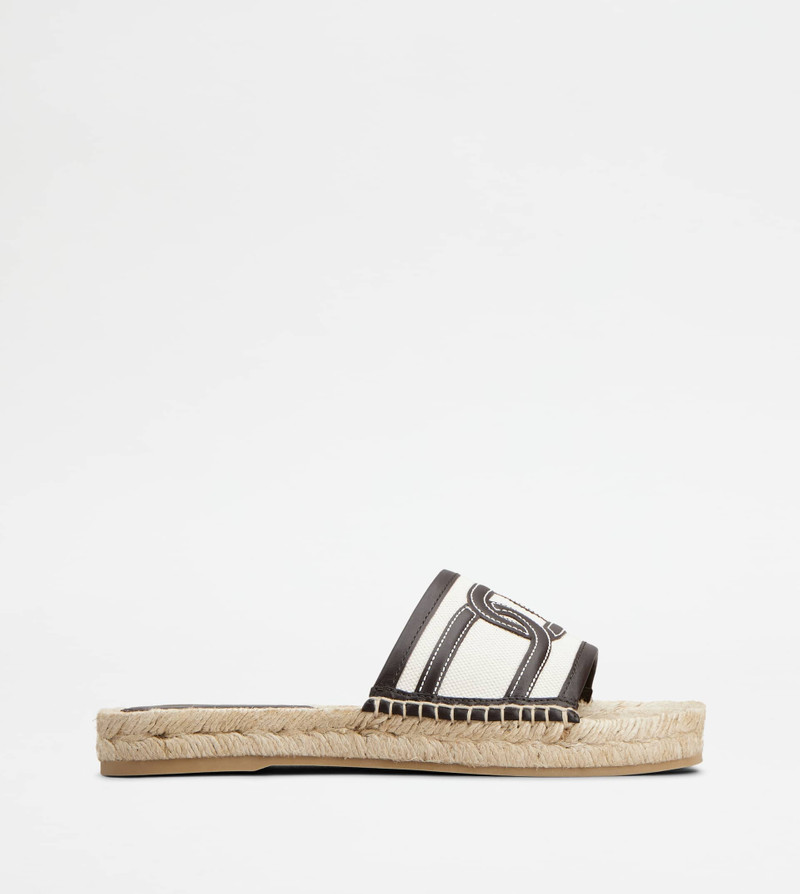 KATE SANDALS IN CANVAS AND LEATHER - WHITE, BLACK 1