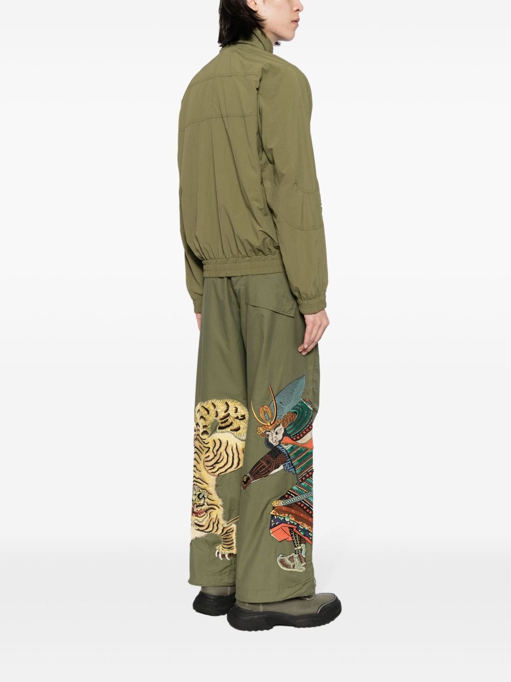 Tiger vs Samurai-embroidered cargo trousers - 2