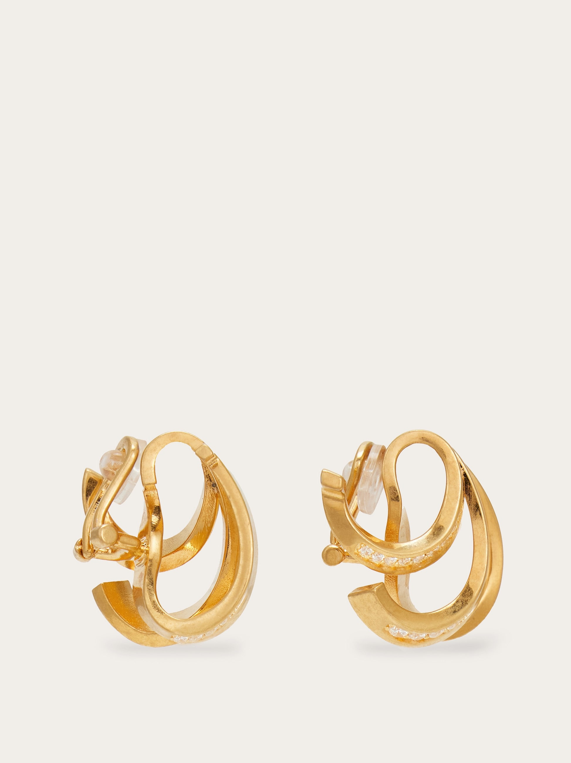 Triple Gancini earrings with crystals - 3