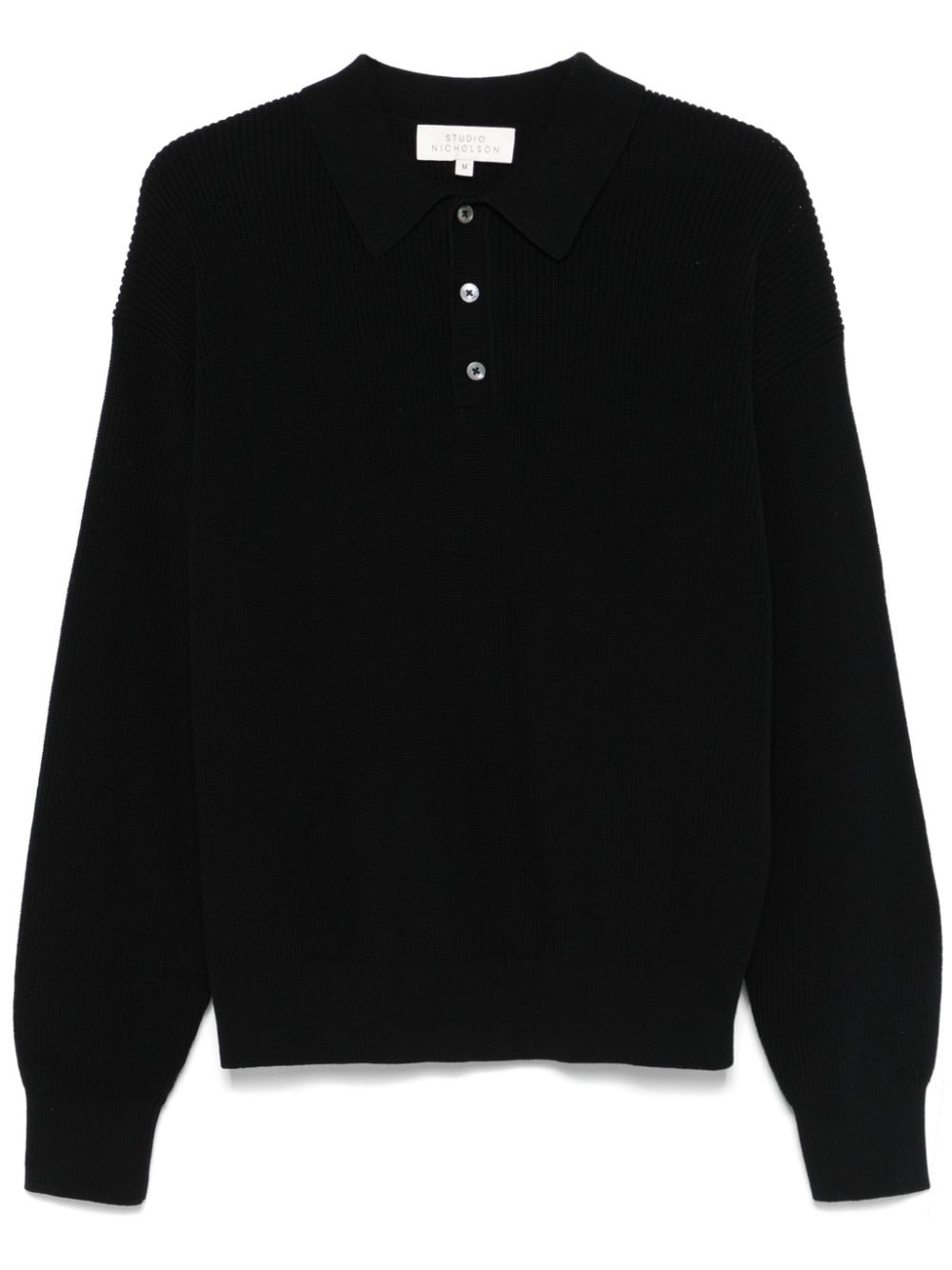 ribbed-knit polo shirt - 1