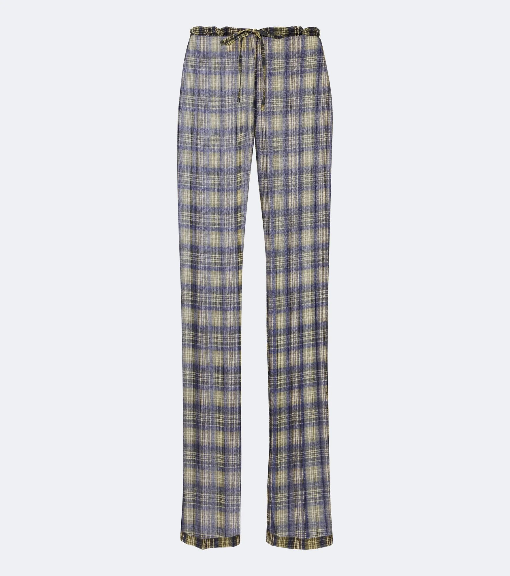 Semi-sheer checked wide-leg pants - 1