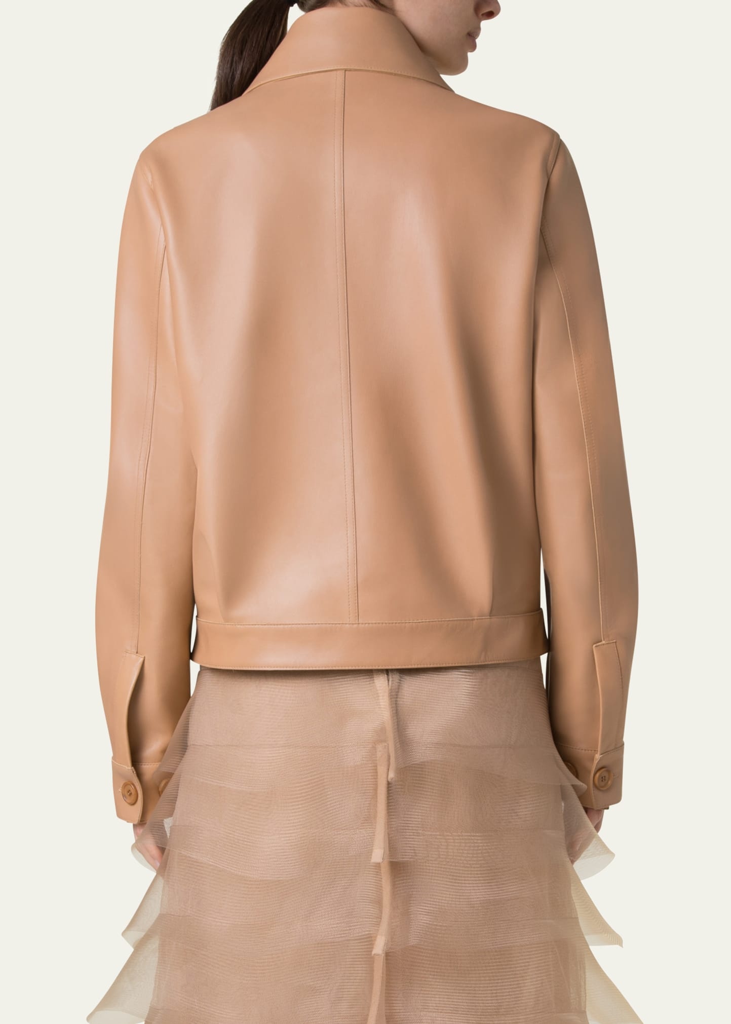 Arno Boxy Leather Trench Jacket - 3