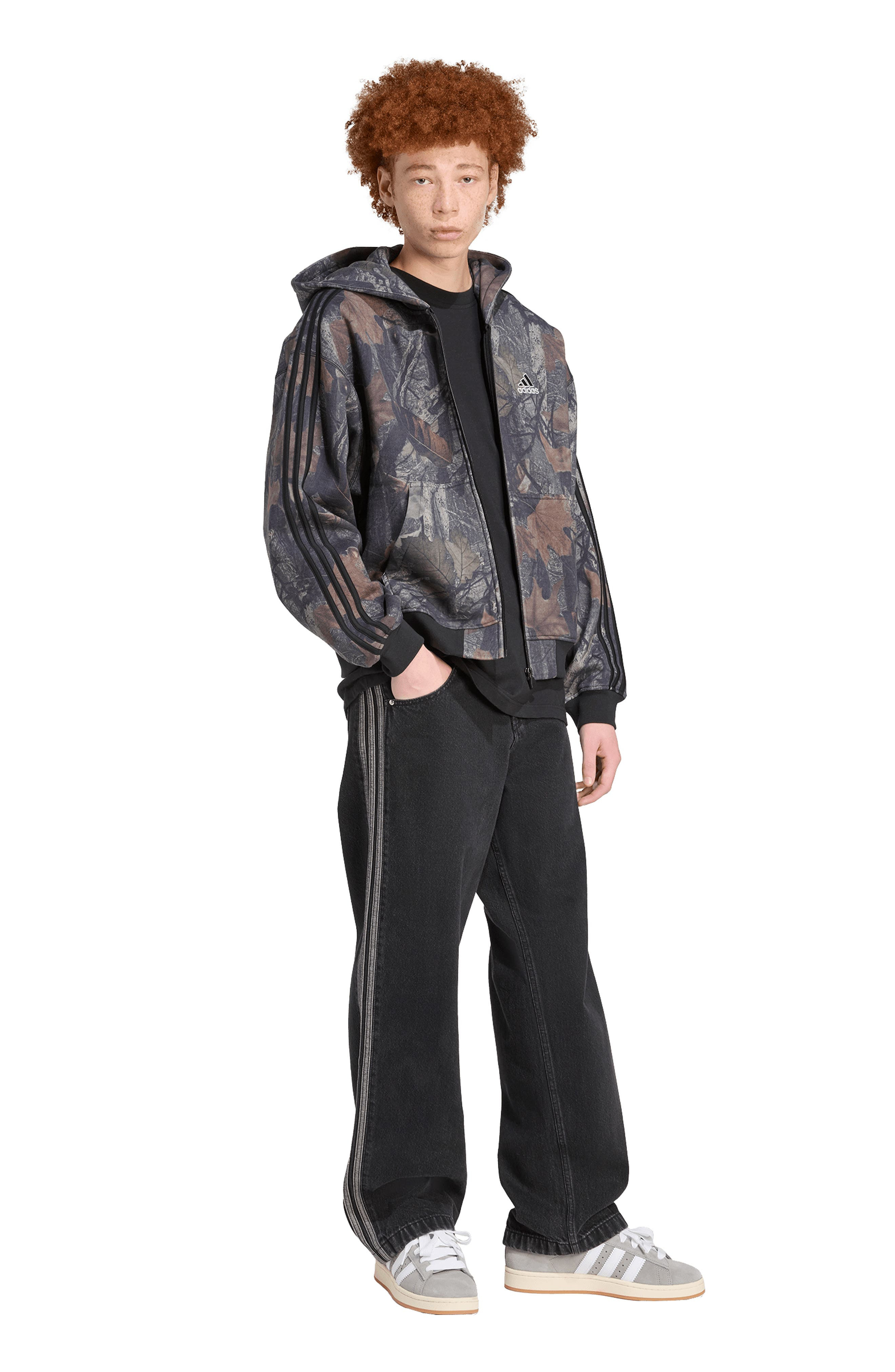 adidas Camo Fleece Zip Hoodie in Black at Nordstrom - 4