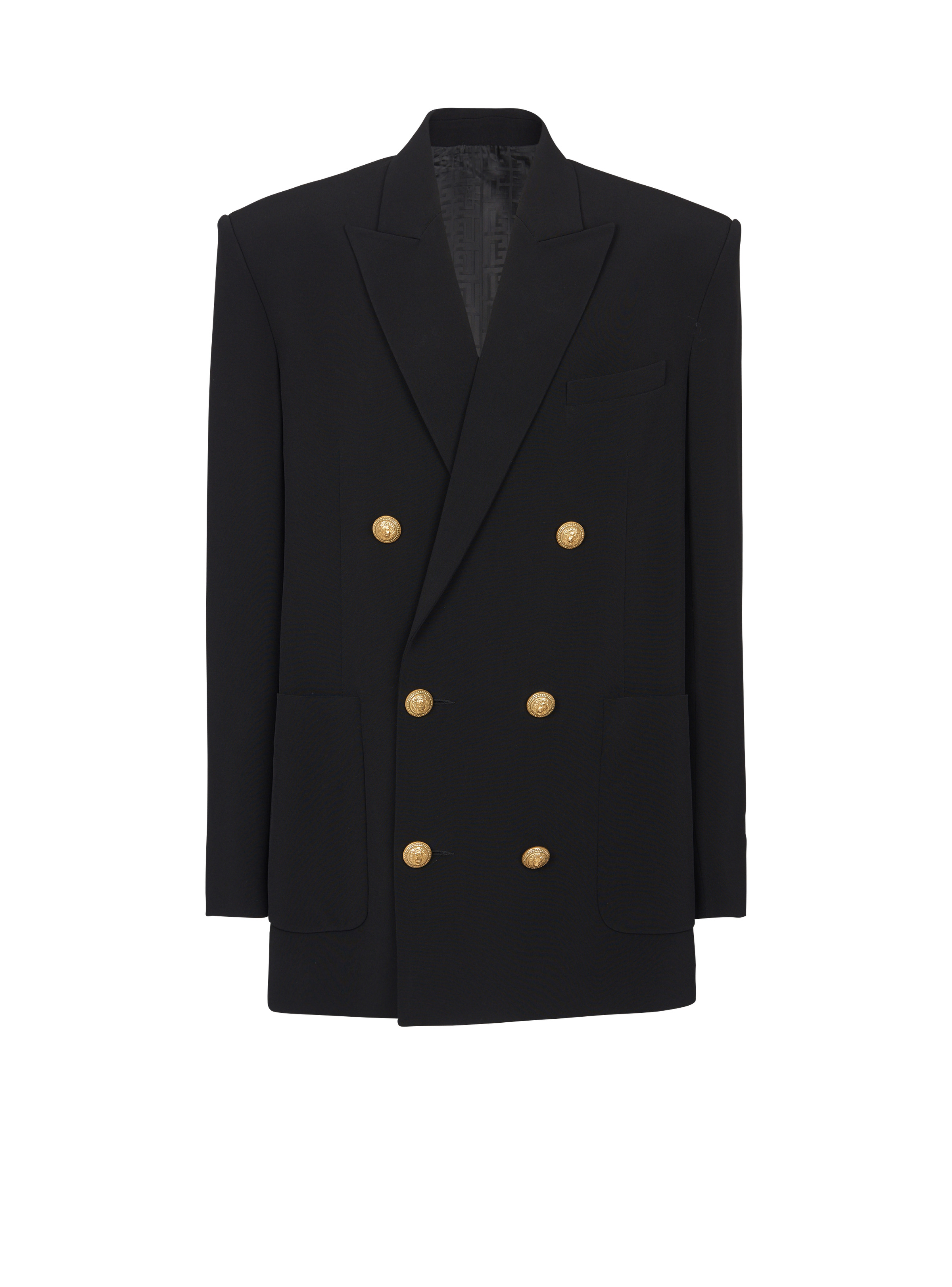 Crepe jacket with double-breasted button fastening - 1