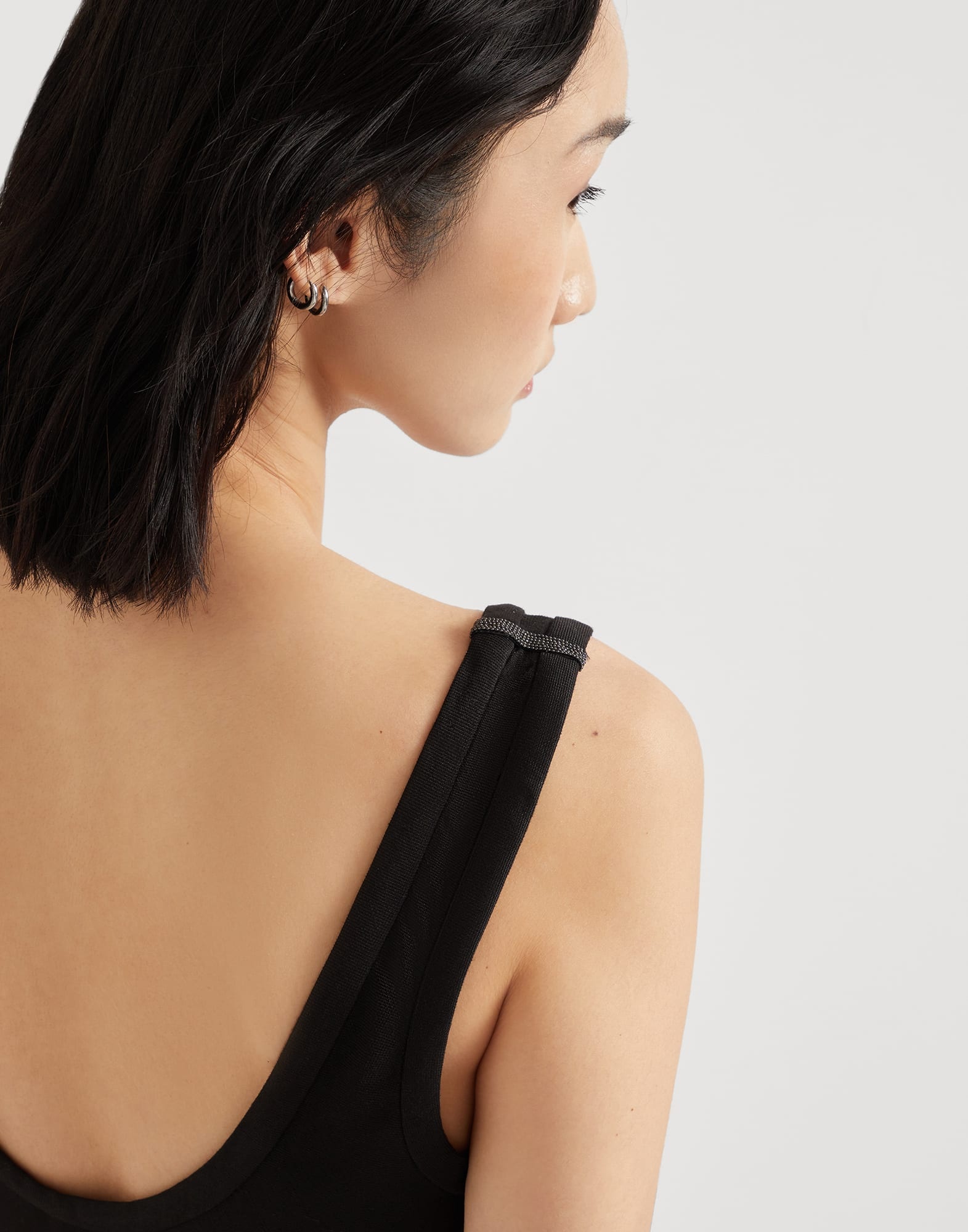Viscose and linen fluid twill tank dress with shiny details - 3