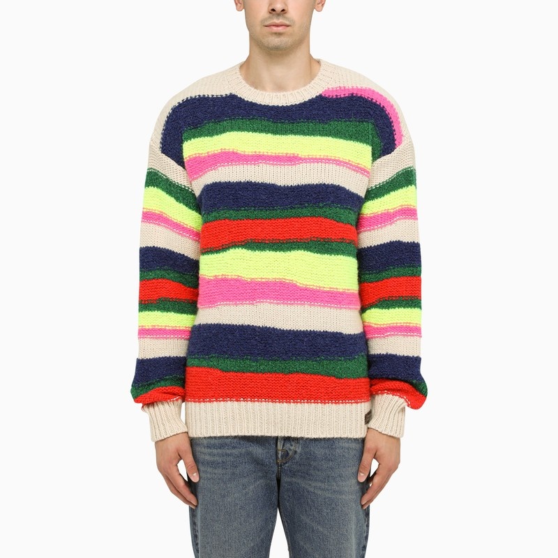 Multicoloured striped crew-neck jumper - 1