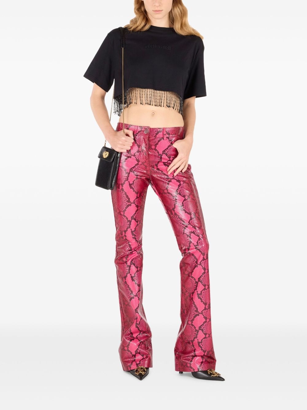 beaded-fringe crop top - 2