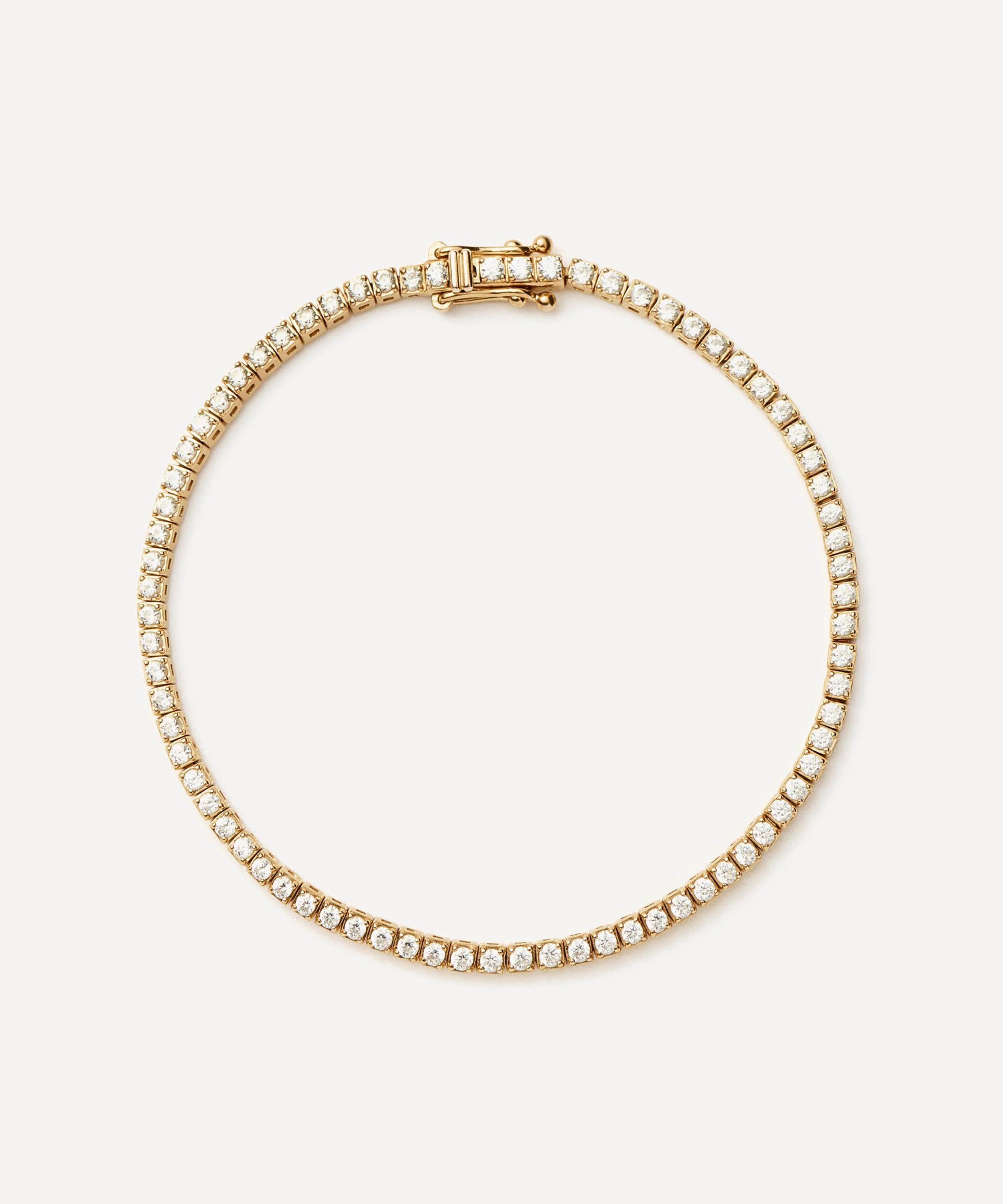 14ct Gold Fine Diamond Tennis Bracelet - 1