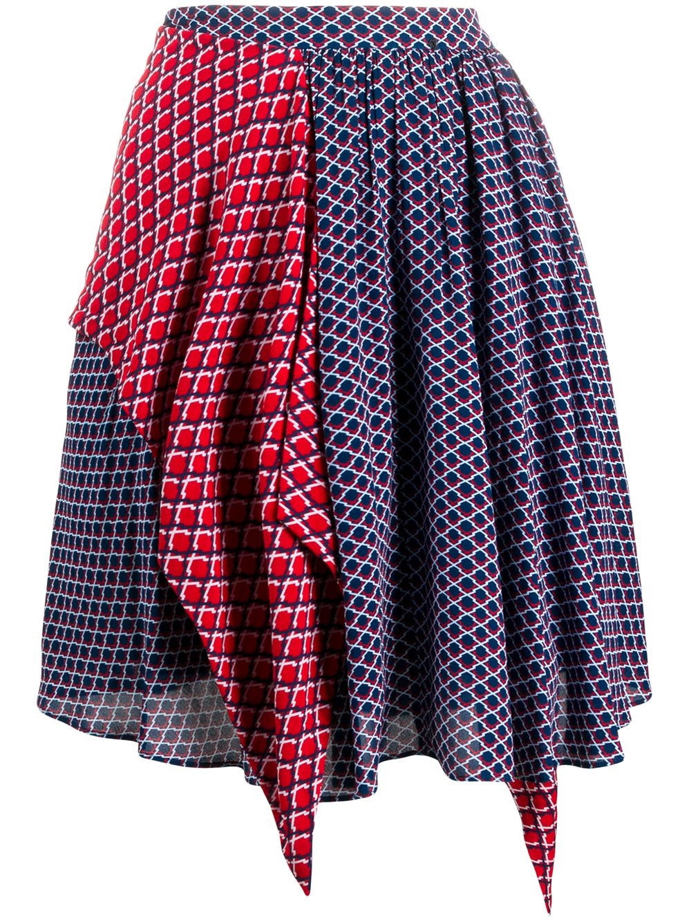 panelled geometric-print skirt - 1