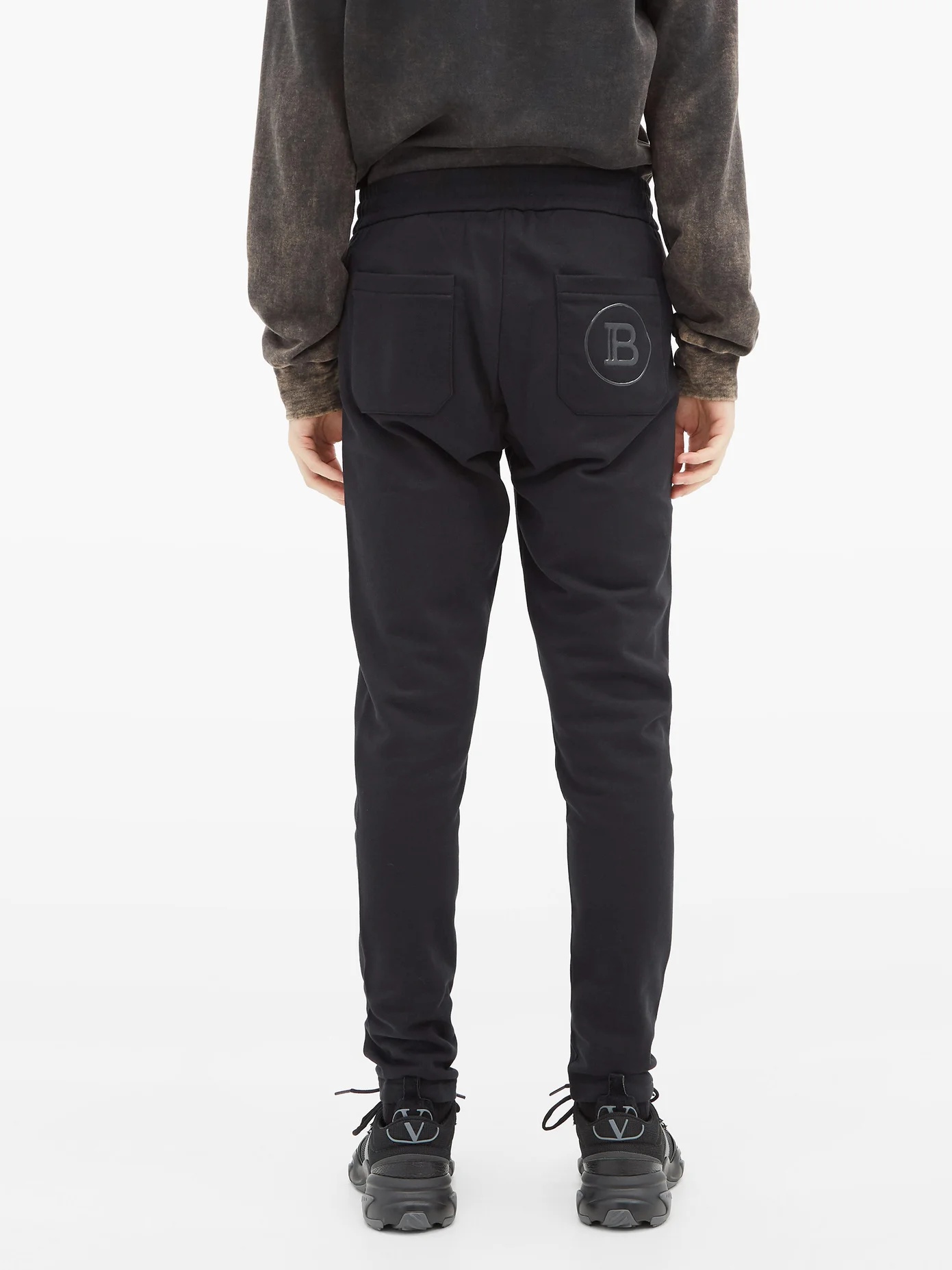 Patent-logo cotton-jersey track pants - 5