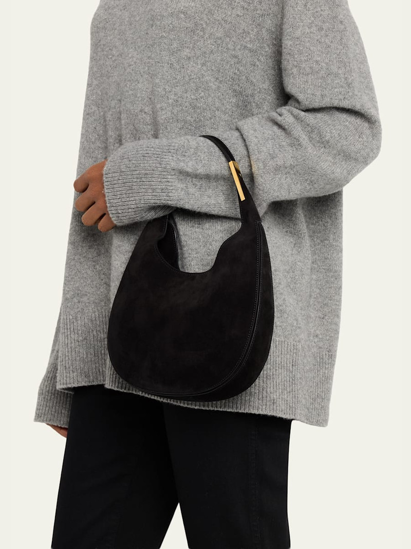 SAVETTE Florence Small Suede Hobo Bag outlook
