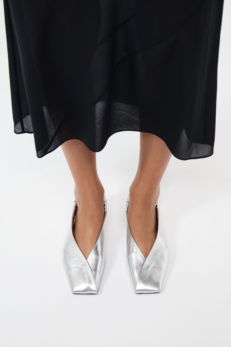 Envelope Sling Back Flat - Silver 5