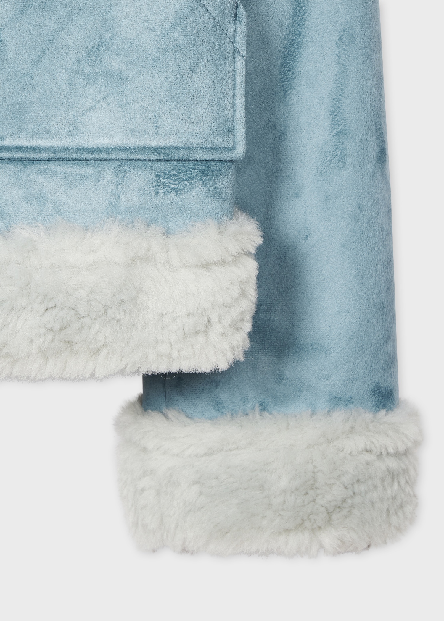 Women's Light Blue Bonded Faux Fur Aviator Jacket - 3