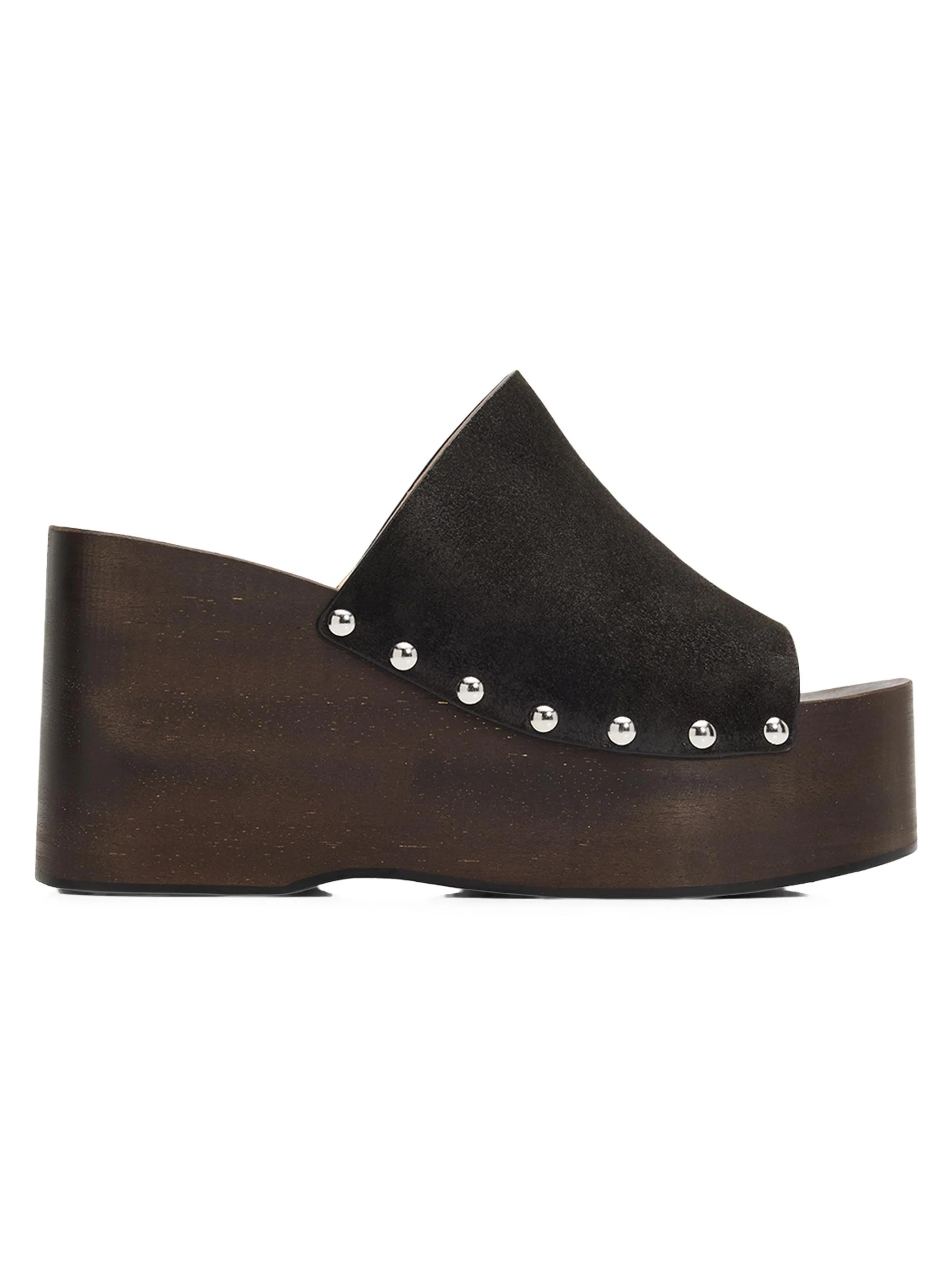 Women's Kate 100MM Studded Suede Clogs - Shadow - 1
