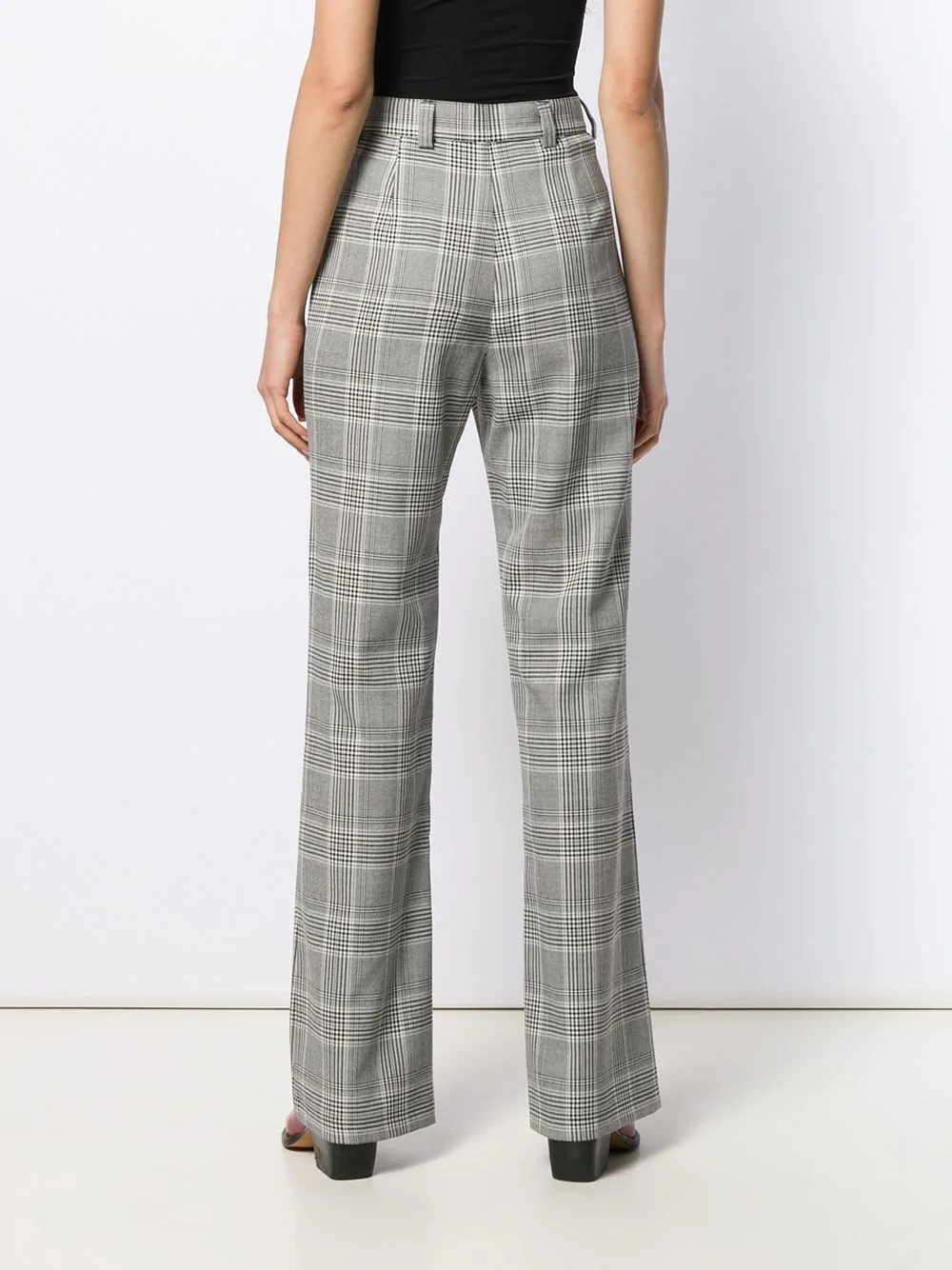 flared check trousers - 4