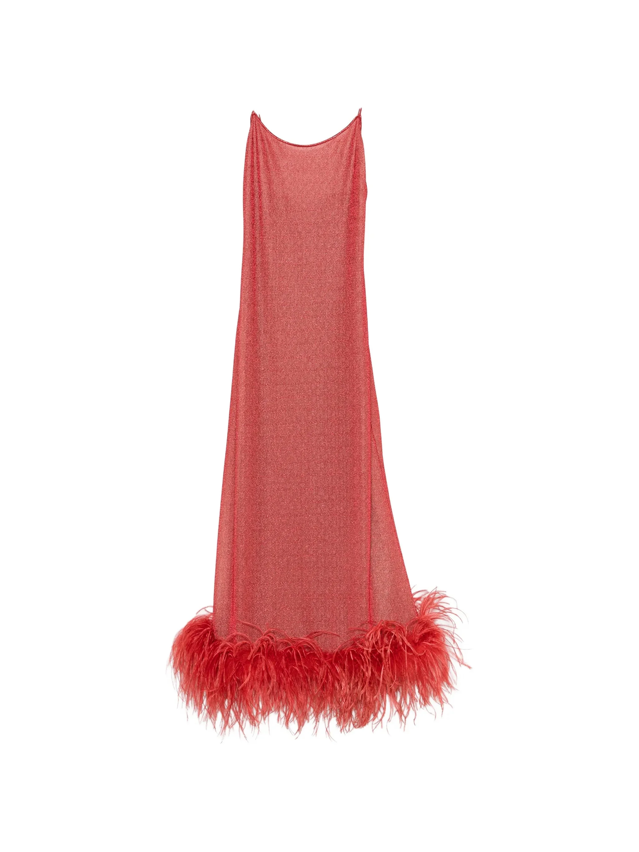 Oséree Lumière Plumage Feather-trim Maxi Dress - 1