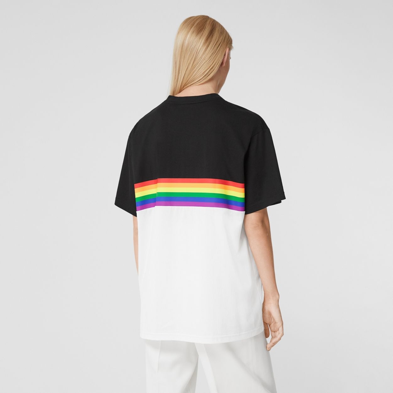 Rainbow Stripe Print Cotton T-shirt – Unisex - 7